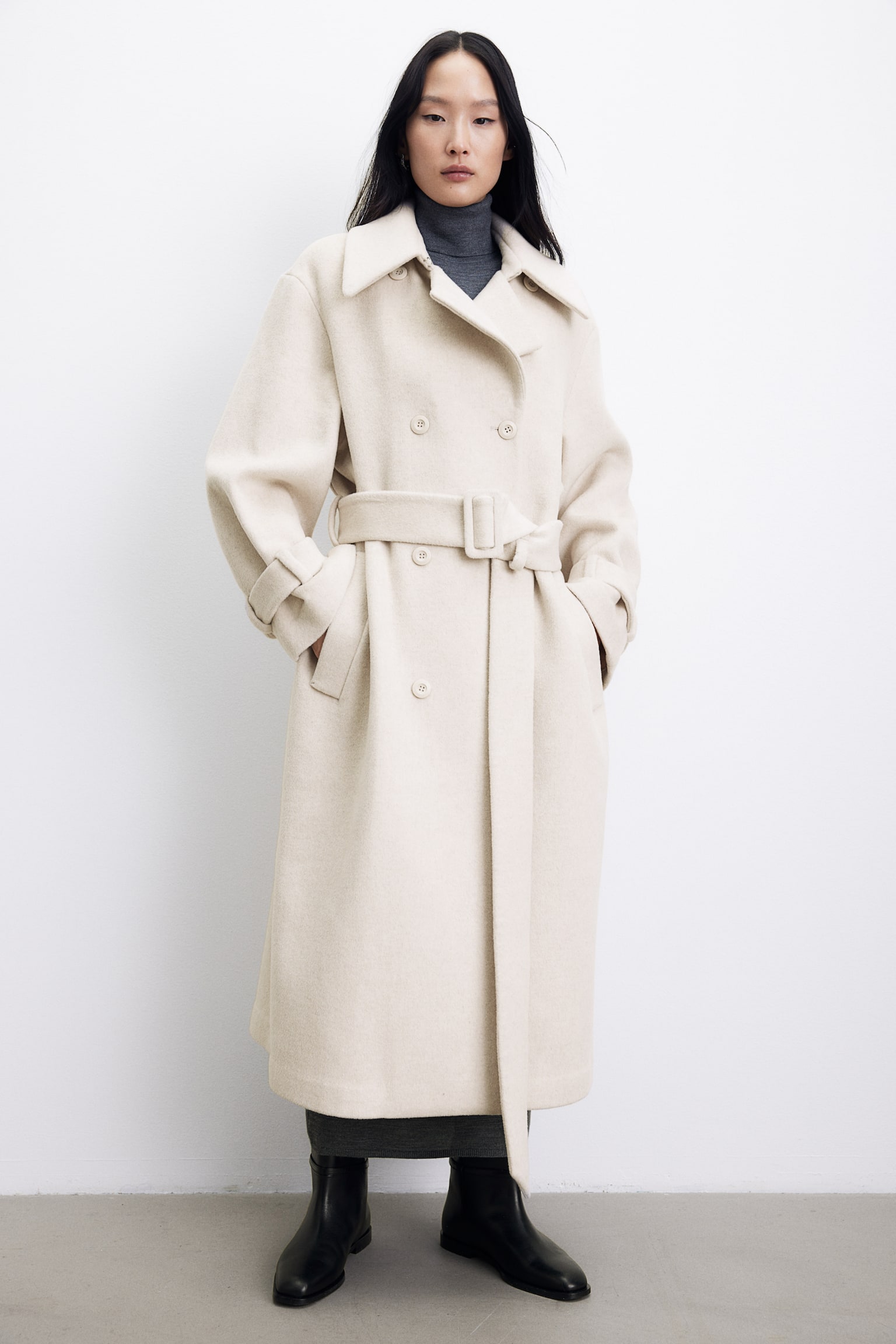 Wool Blend Trench Coat - Light beige - 5