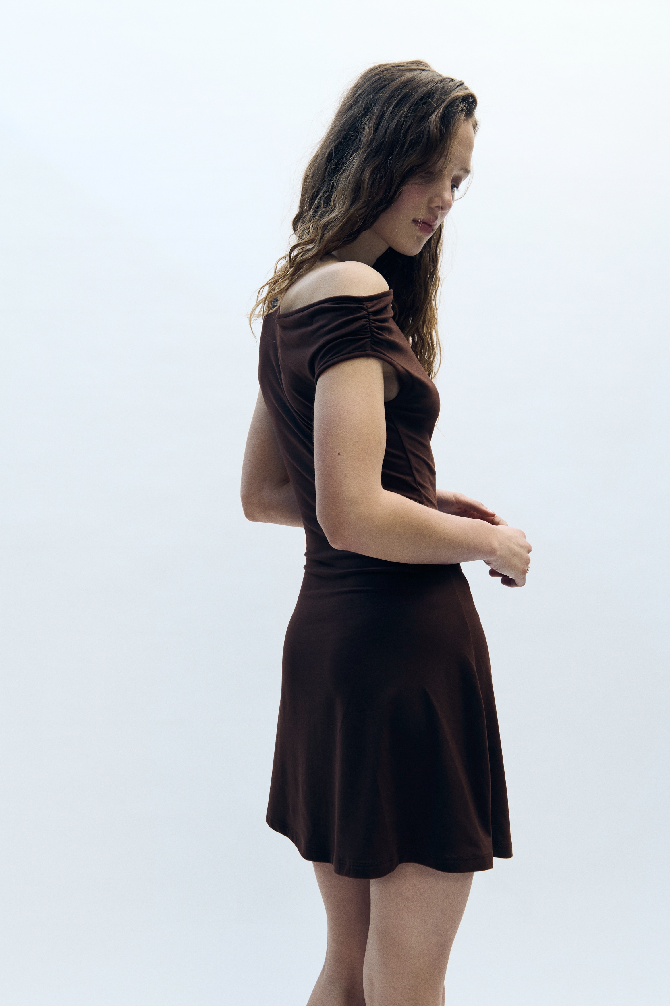 no cuts given bandage midi dress - brown 2000s Gradient Pink Handkerchief Hem Party Dress and Sheer Bolero, S-M main image 0