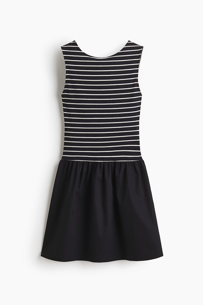 Jurk met uitlopende rok - Marineblauw/gestreept - 1