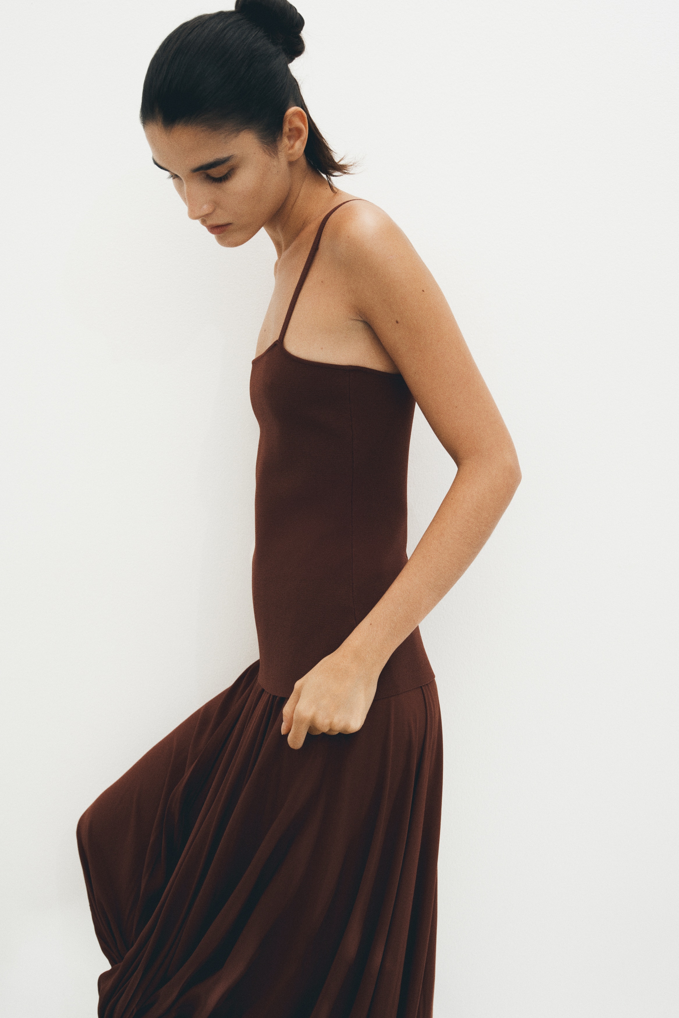 brown bubble hem dress Brown Bubble Bottom Dress