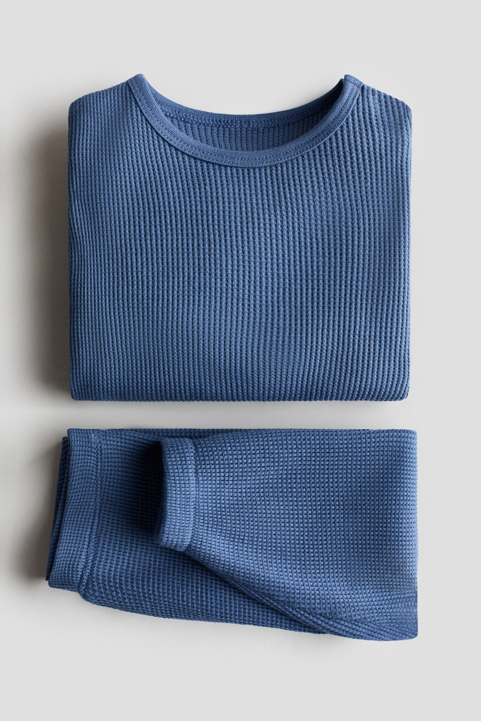 2-piece waffled cotton set - Dusty blue/Light turquoise/Light beige - 2