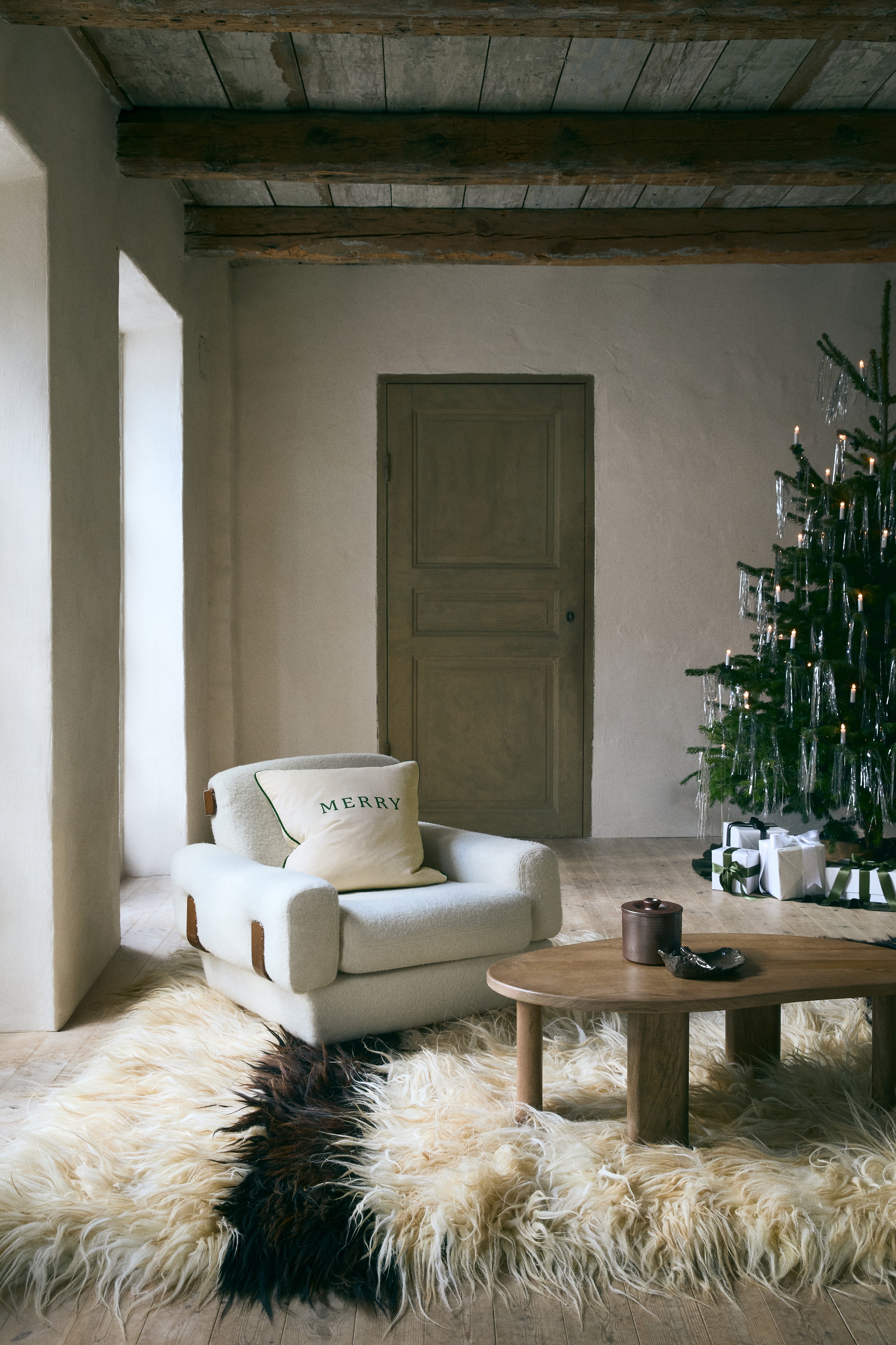 Copricuscino con stampa - Verde/Merry/Beige/Merry/Beige chiaro/Merry Christmas/Crema/Merry Christmas/Crema/Merry Christmas