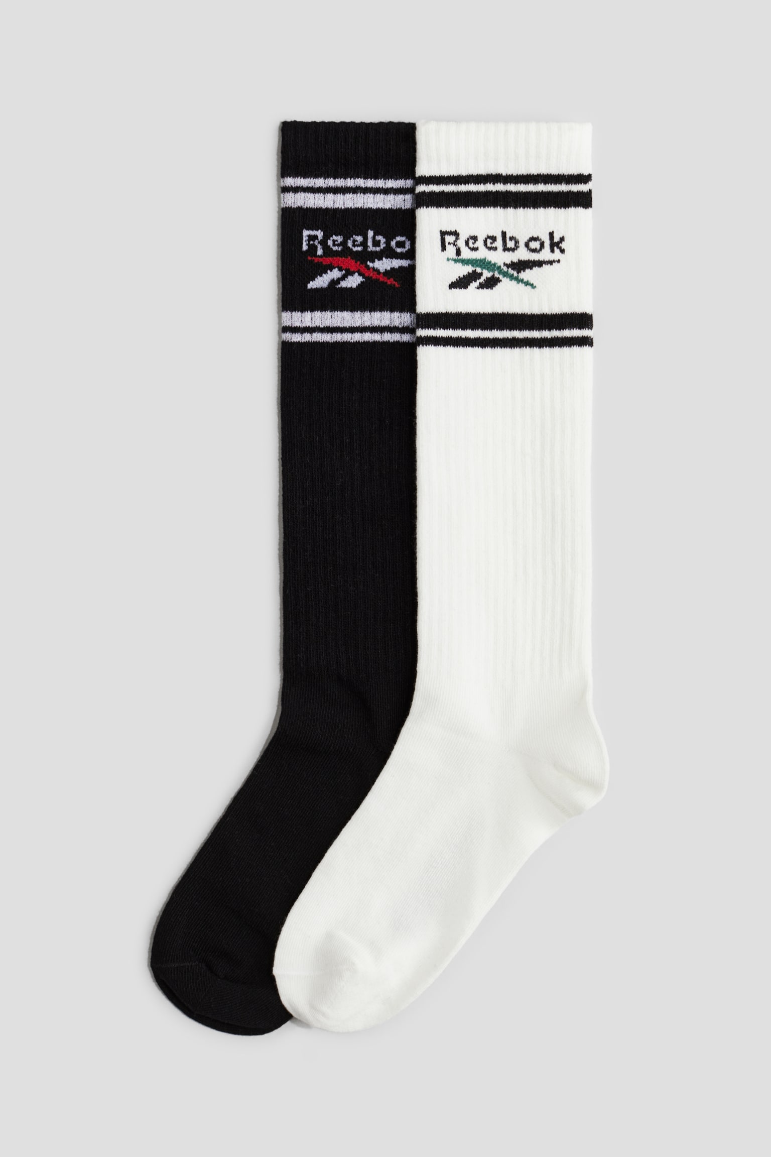 2-pack motif-detail knee socks - White/Reebok - 1