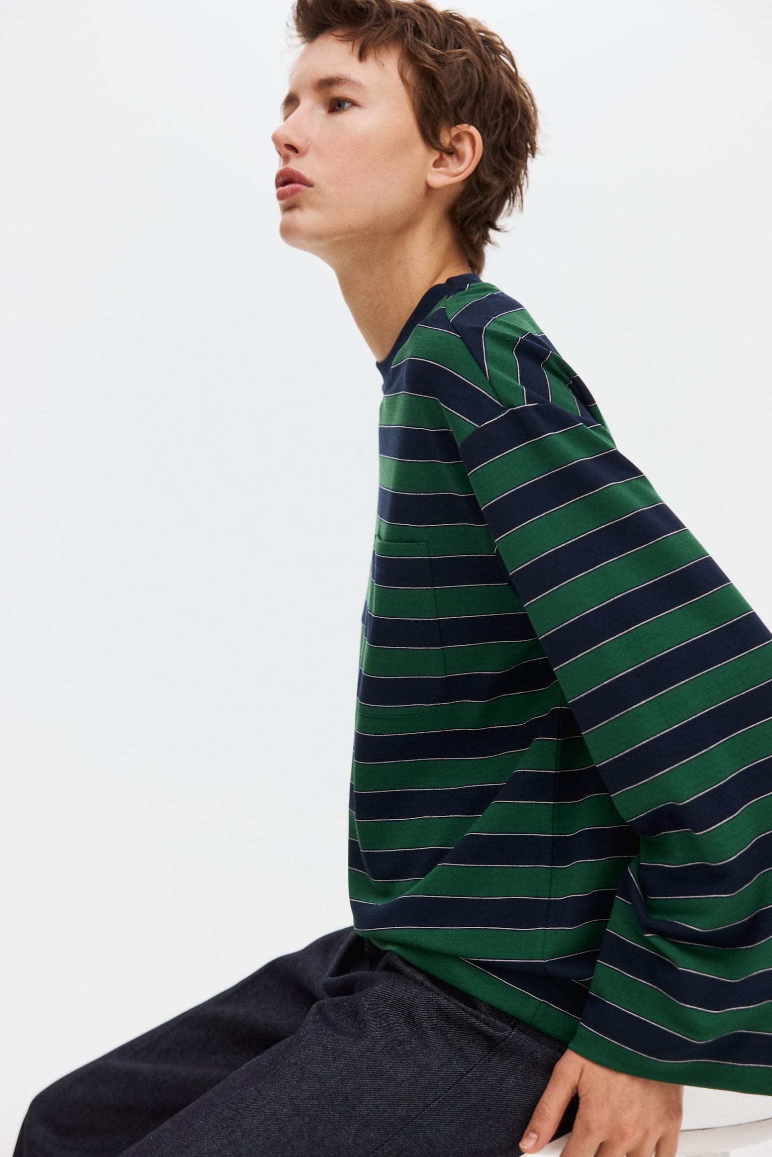 Pocket-detail top - Navy blue/Striped/Burgundy/Striped - 7