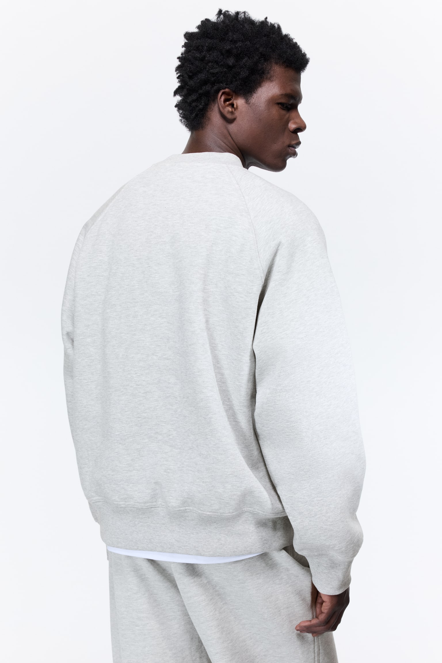 סווטשירט Oversized Fit - אפור מלאנז'/שחור/ירוק חאקי כהה/Plum purple - 10