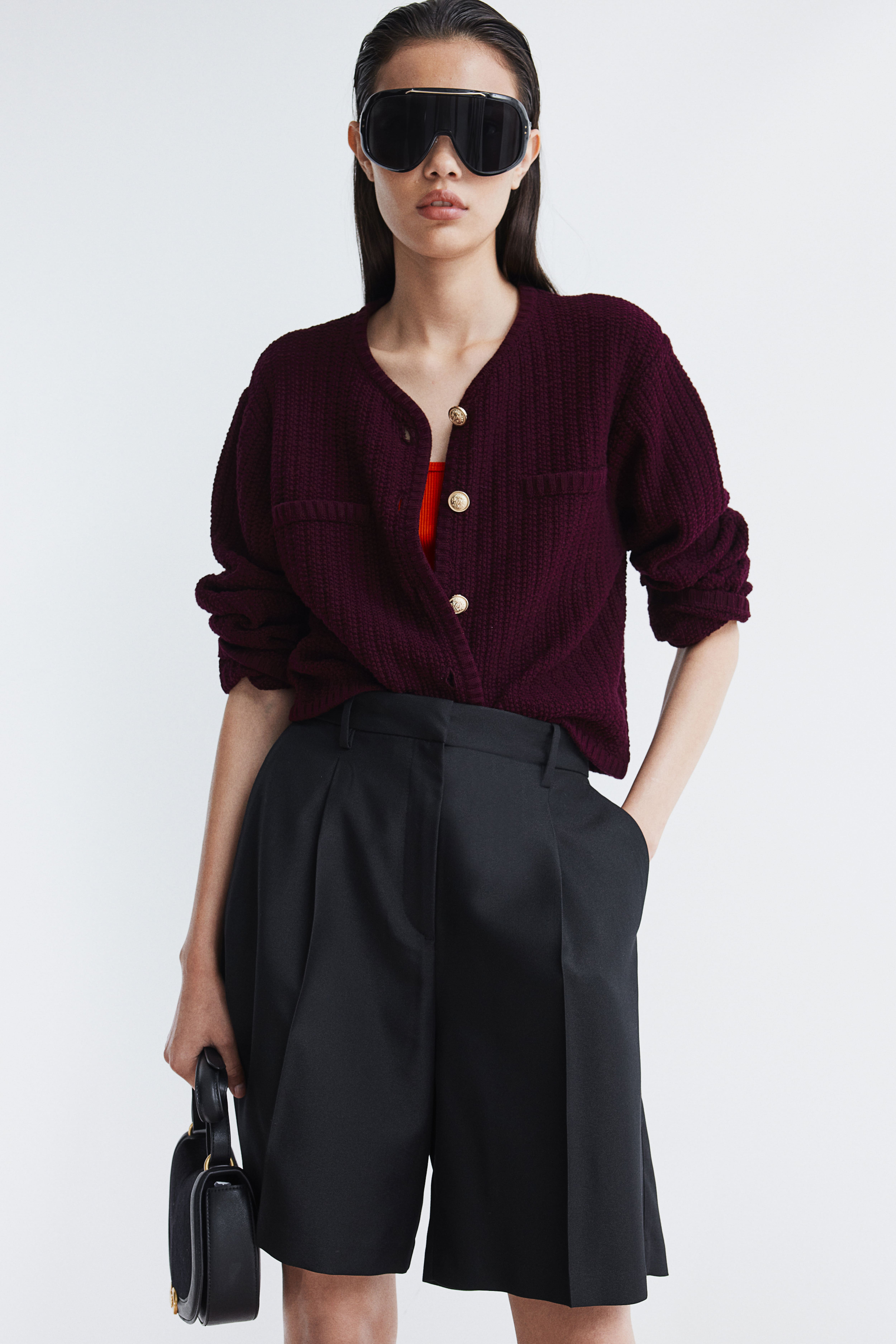 H&m burgundy cardigan best sale