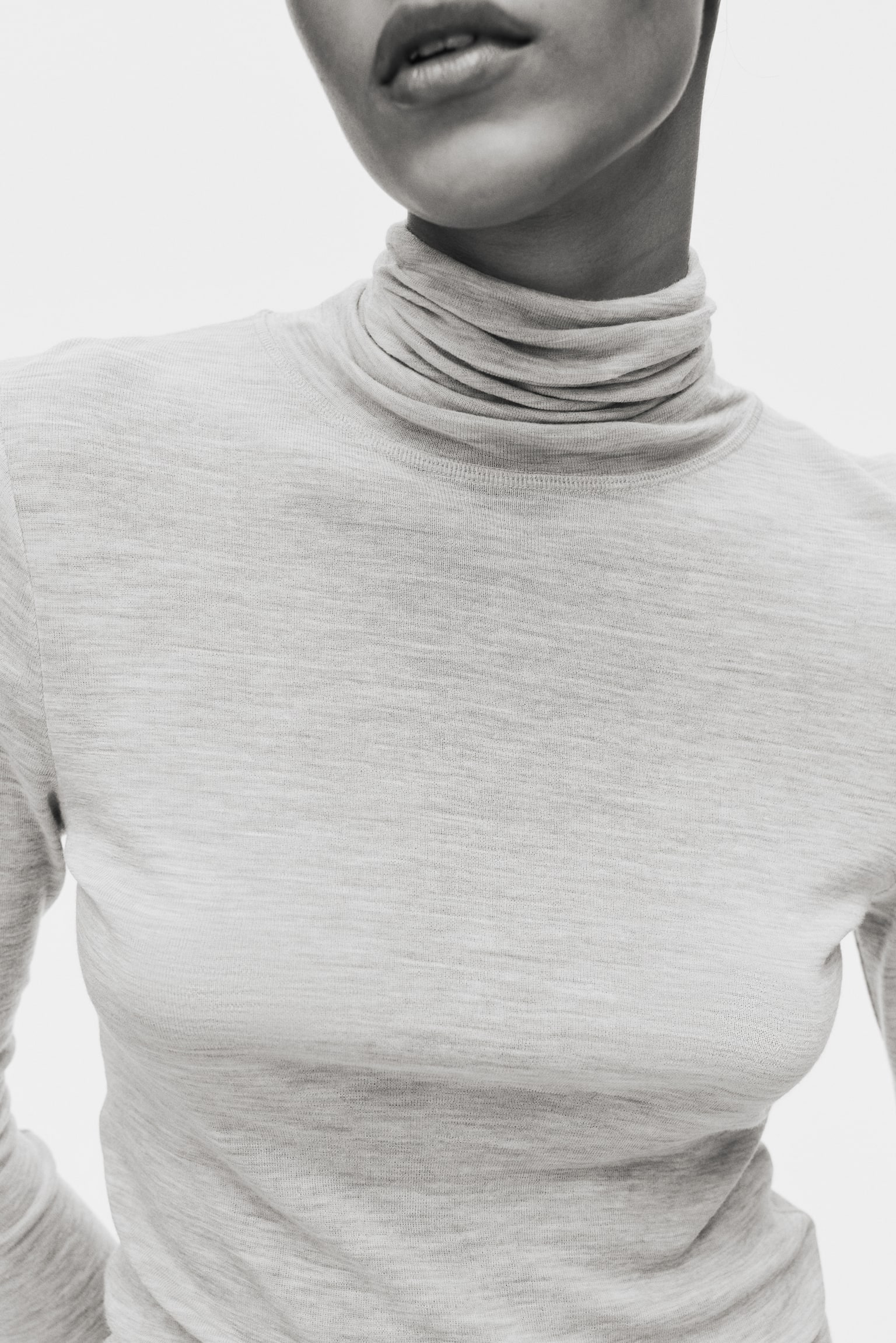 Vlnený rolák - Svetlá sivobéžová melírovaná/Tmavohnedá/Olivová/Sivá melírovaná - 3