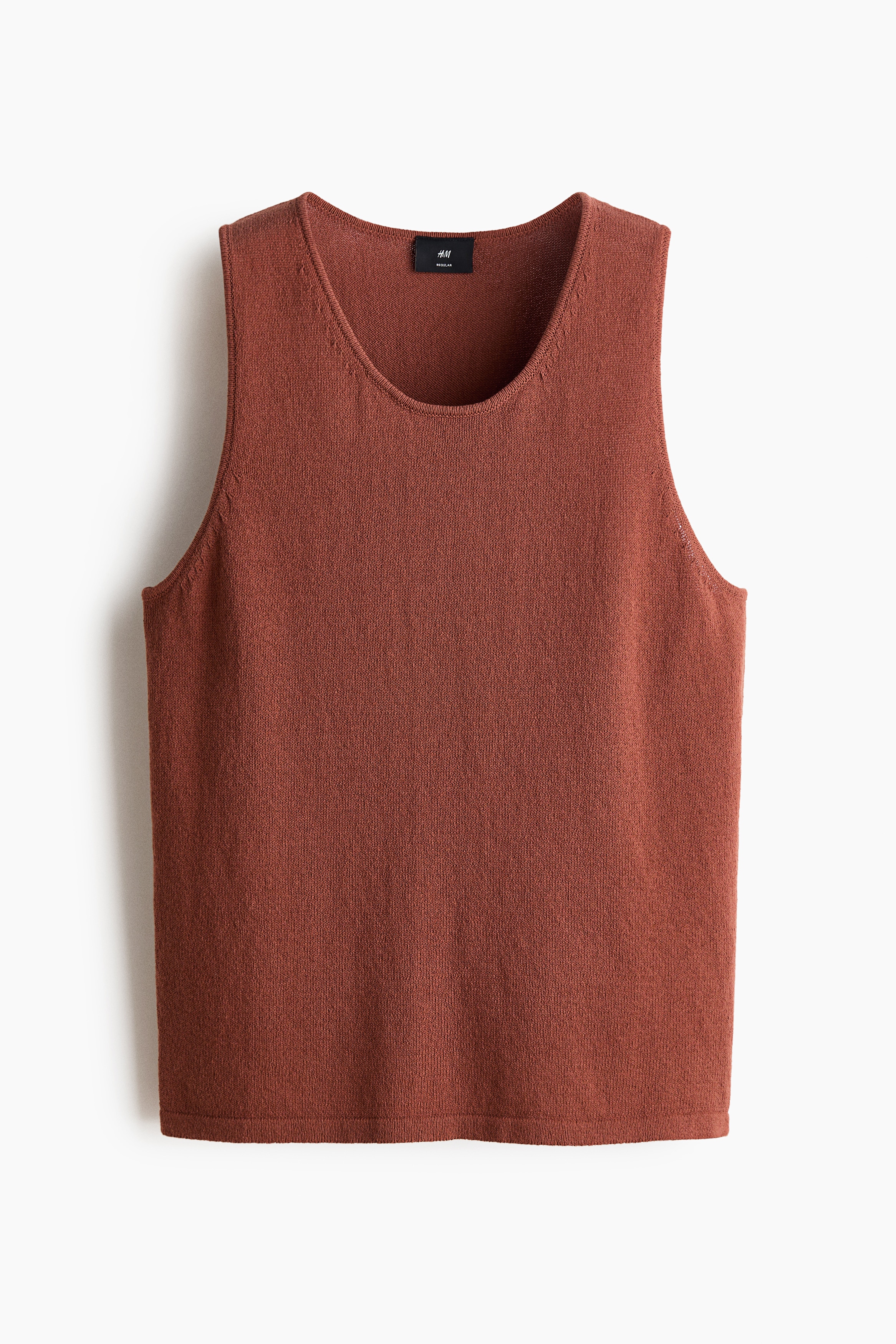 Regular-Fit Knit Tank Top - Dusty red/Light beige/Dark brown