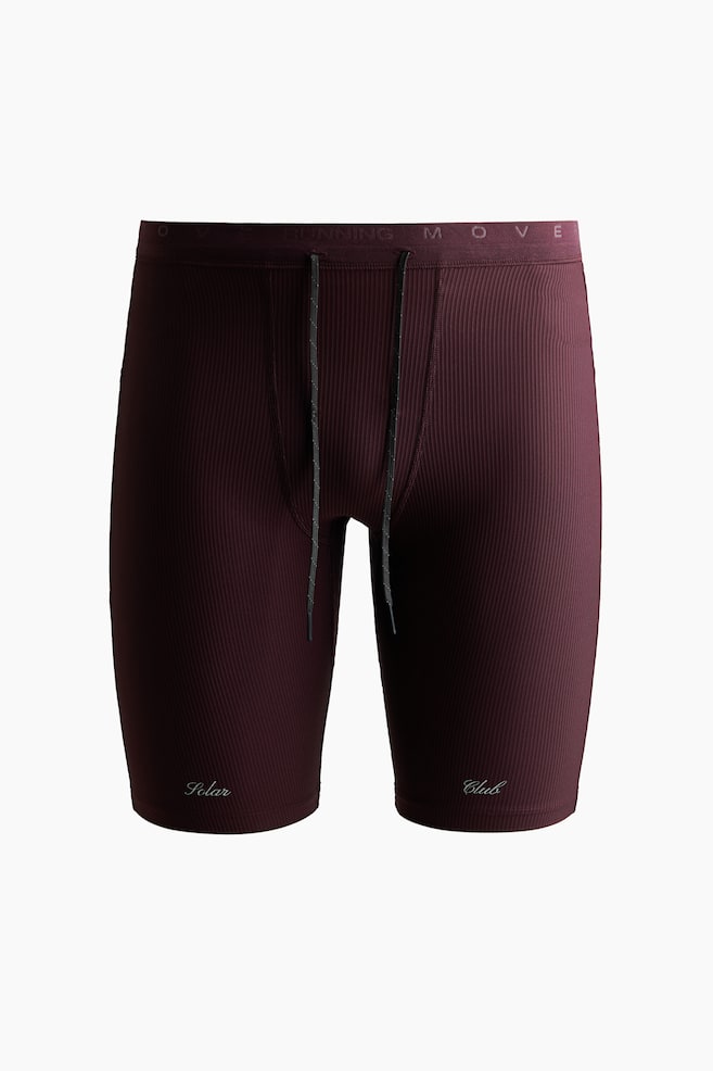 Running Half Tights with DryMove™ - Dark plum/Solar Club/Rust red/Solar Club - 1