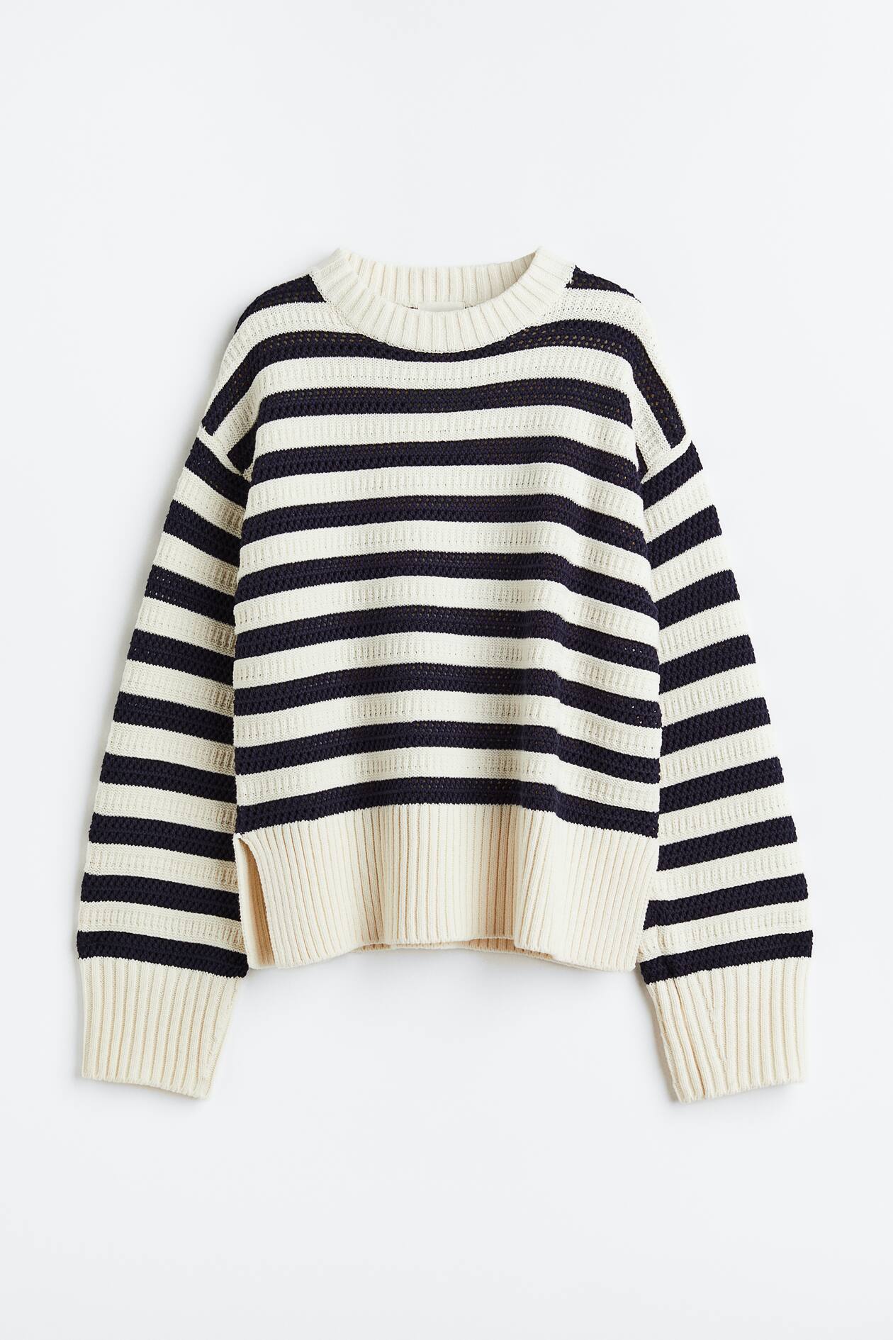 ホールニットセーター - ネイビーブルー／ボーダー - レディース | H&M JP