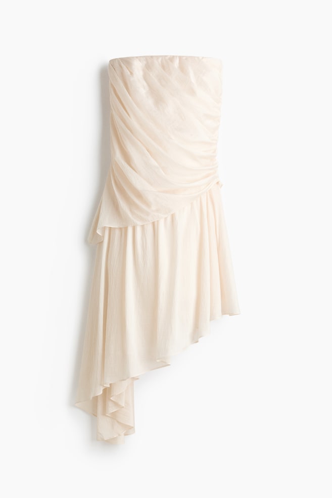 Vestido bandeau drapeado - Crema - 1