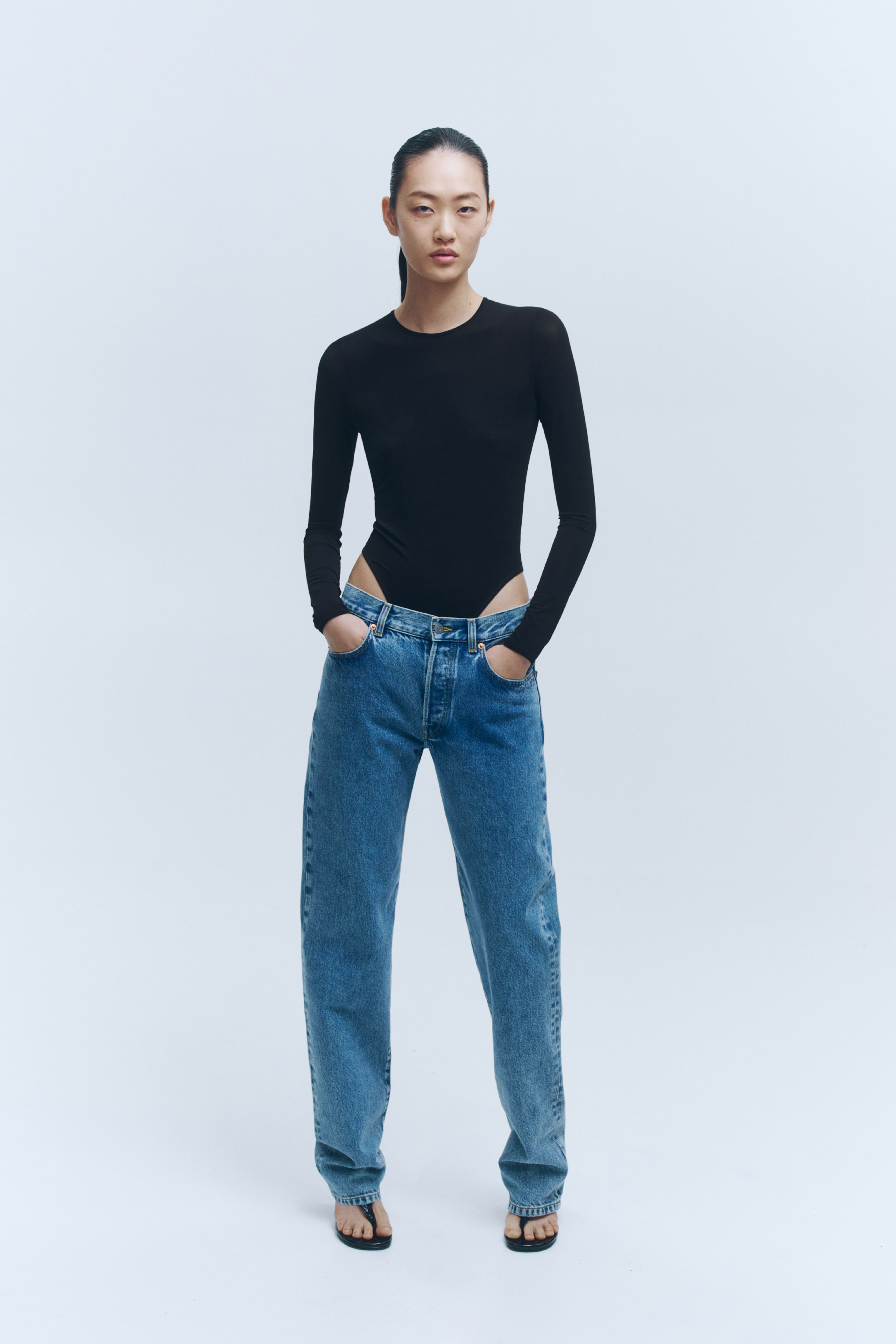 Sheer Long-Sleeved Bodysuit