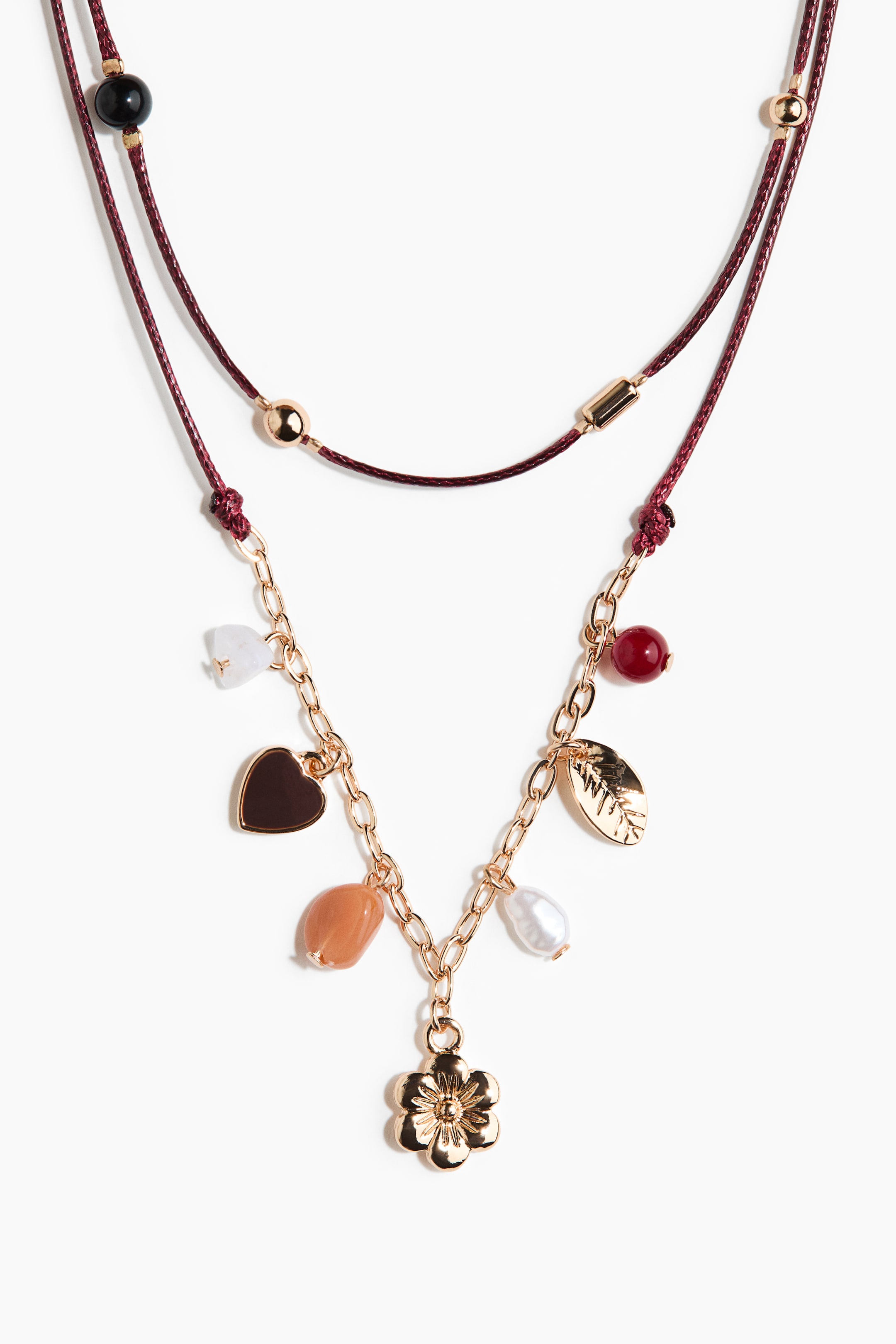 View larger image: Two-strand cord necklace - Burgundy/Gold-coloured - Ladies | H&M IN 3