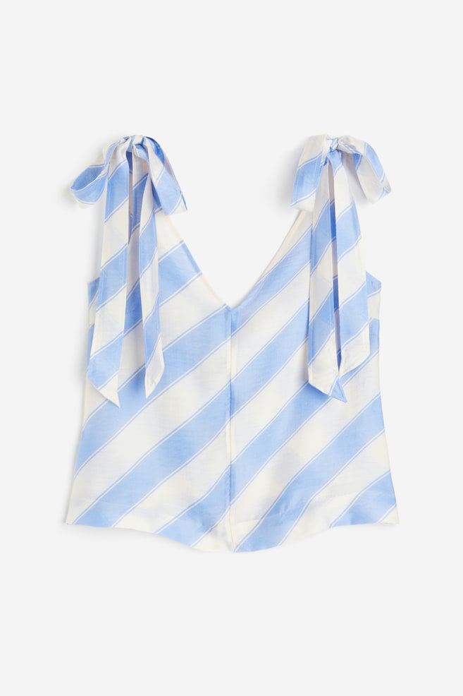 Top con tirantes de lazo - Crema/Rayas azul claro - 1