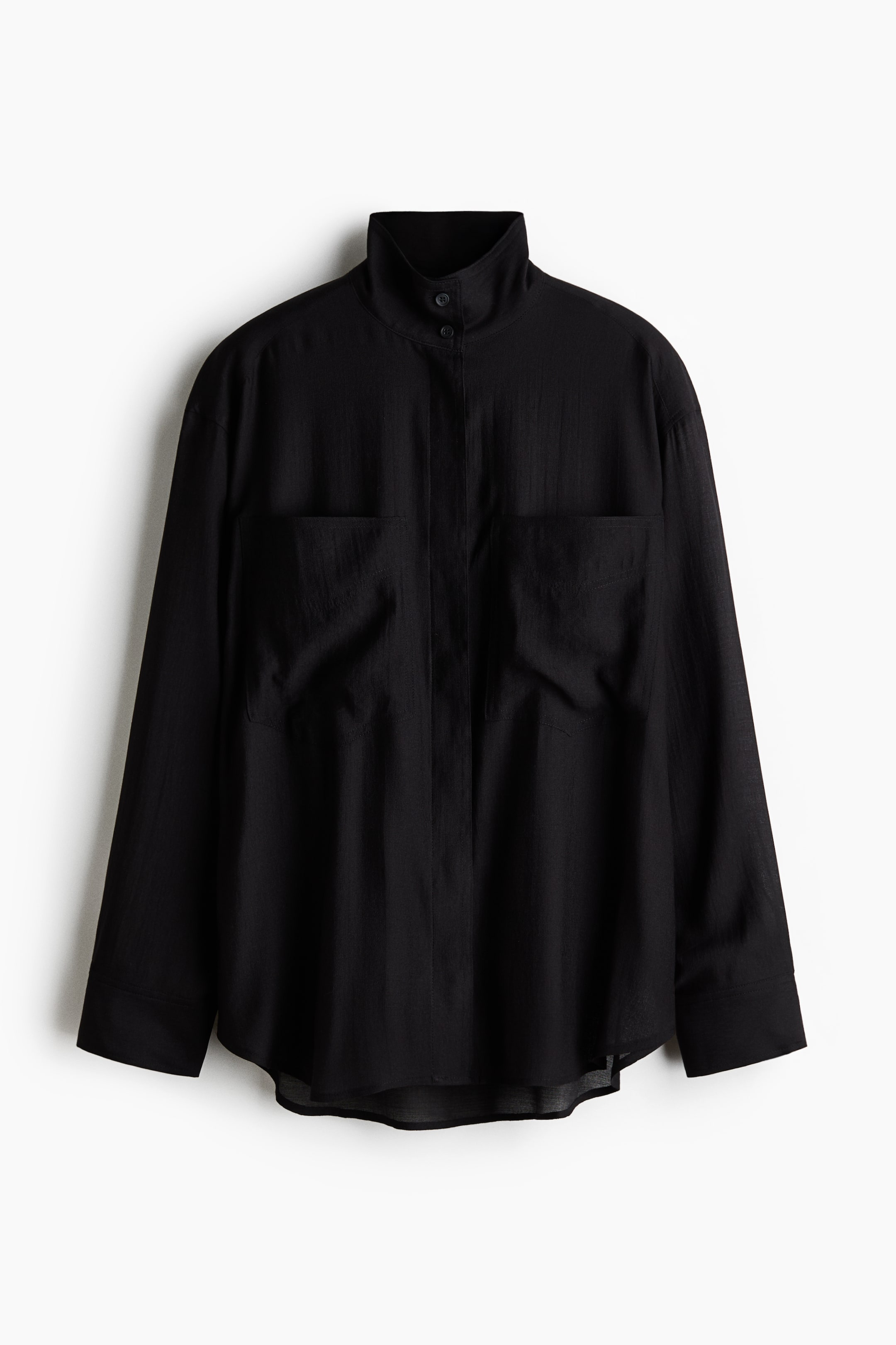 Oversized Shirt with Stand-Up Collar