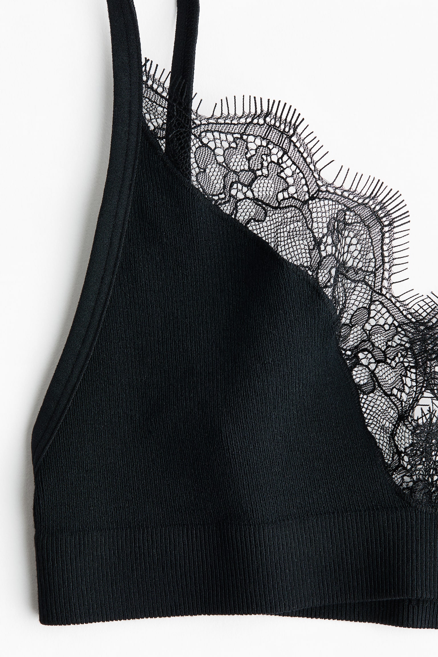 Lace-trimmed soft bra - Black - 4
