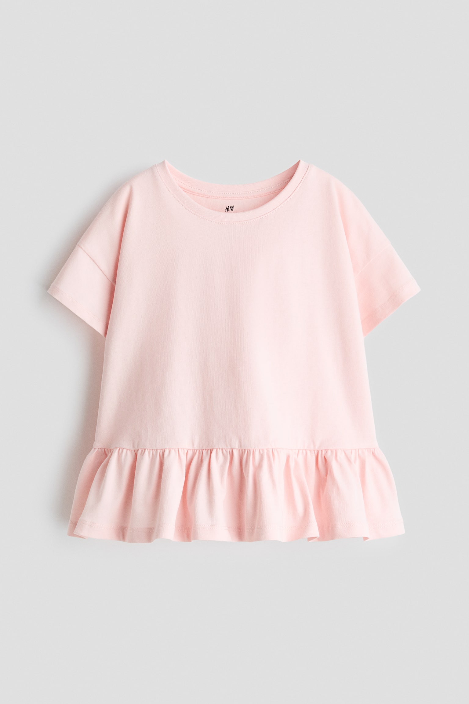 Pamučna bluza s volanom - Svetloružičasta/Svetla prašnjavozelena