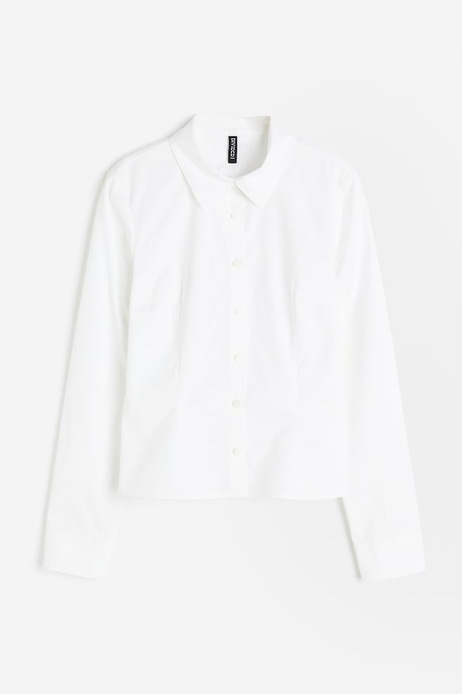 Fitted poplin shirt - White/Light blue/Striped/Black - 2