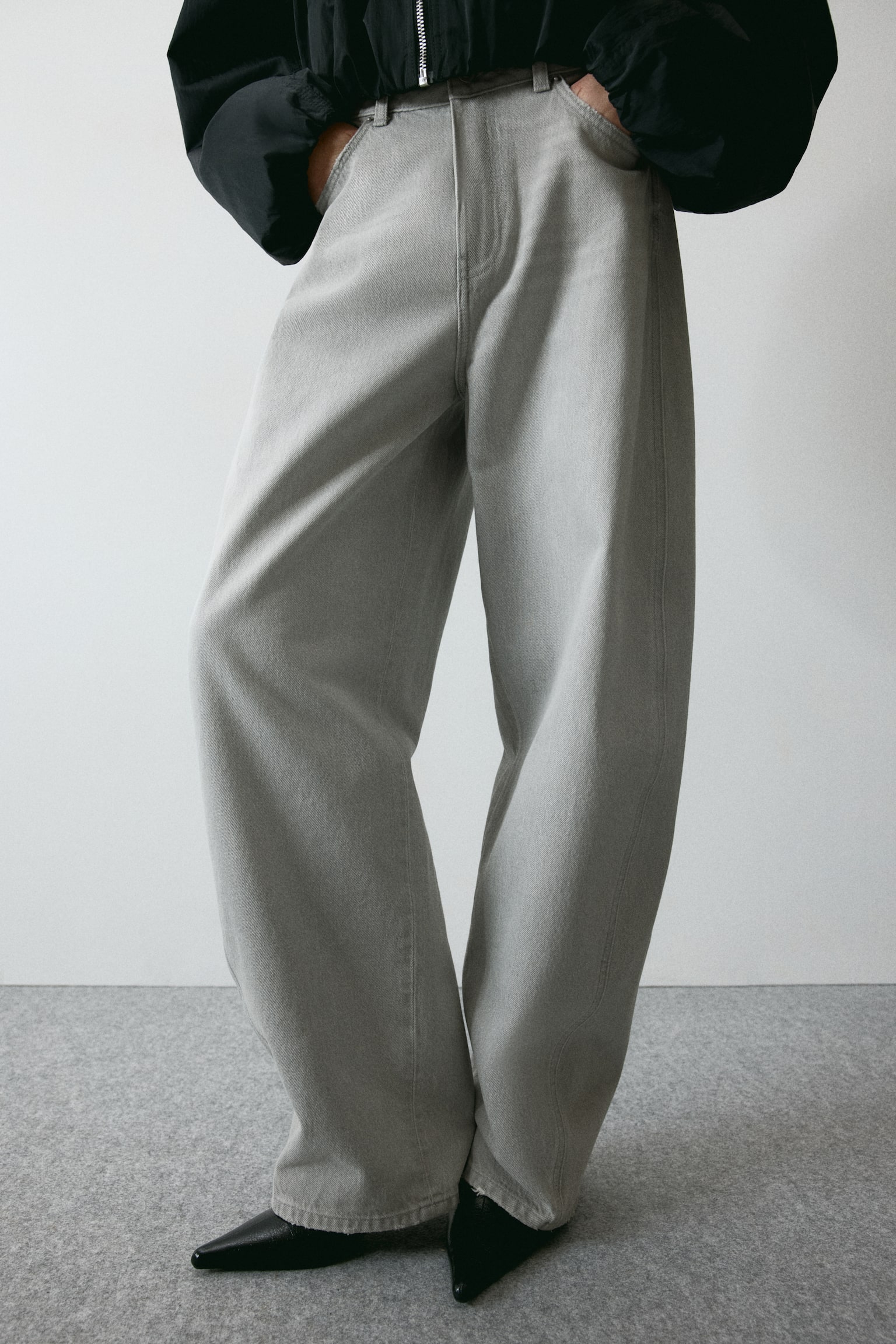 Barrel Leg High Waist Jeans - Lichtgrijs gemêleerd/Wit/Denimblauw/Washed zwart - 6