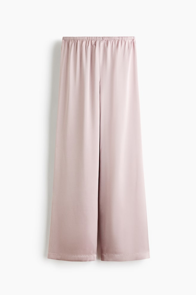 Wide satin trousers - Light dusty pink/Black - 1