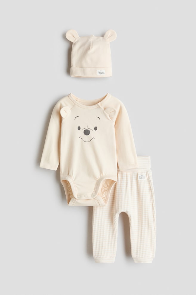 3-piece Printed Jersey Set - Light beige/Winnie the Pooh/Cream/Winnie the Pooh/Dusty turquoise/Mickey Mouse/Cream/Minnie Mouse - 1
