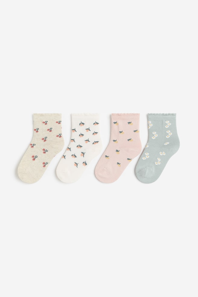 4-pack socks - Dusty green/Floral/Dark blue/Crocodiles/Pink/Rabbit/Mole/Striped/dc/dc/dc/dc/dc/dc - 1