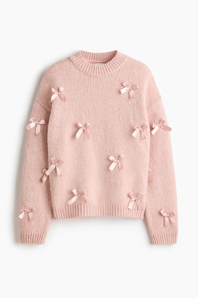 Bow-Appliquéd Sweater - Light pink - 1