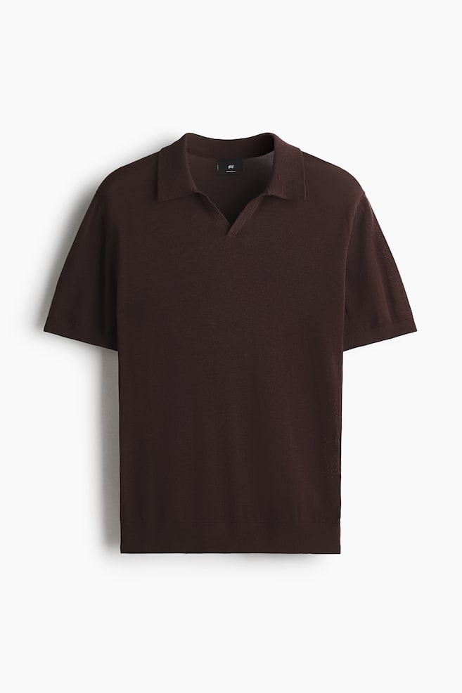 Regular-Fit V-Neck Polo Shirt - Dark brown/Beige/Green - 1