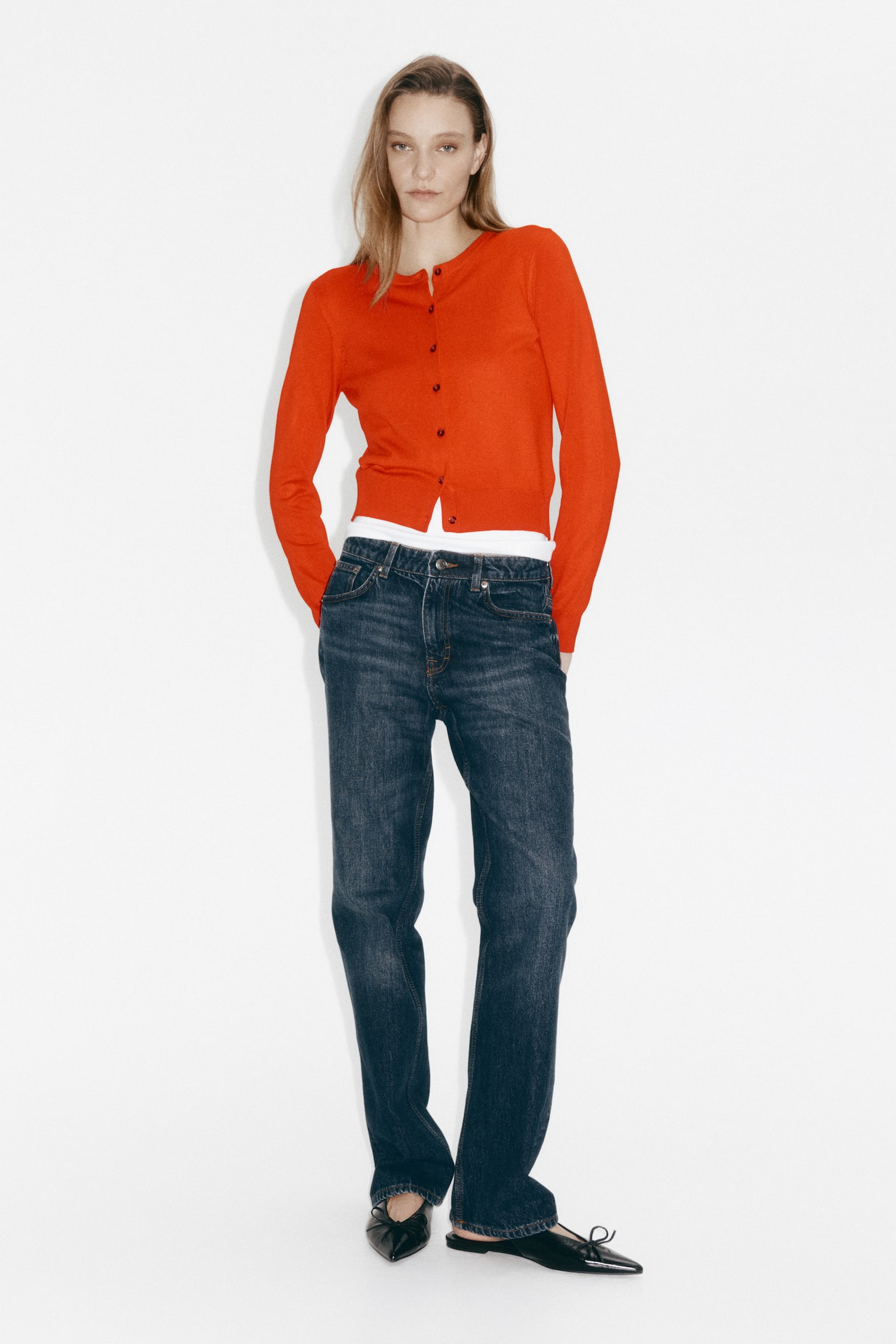 Fine-knit cardigan - Bright orange/Green/Black/Red/Light yellow/Olive green/Light greige/Light beige/Cream/White/Black striped/White/Striped/Dark khaki green/Grey marl/Black/White striped - 3