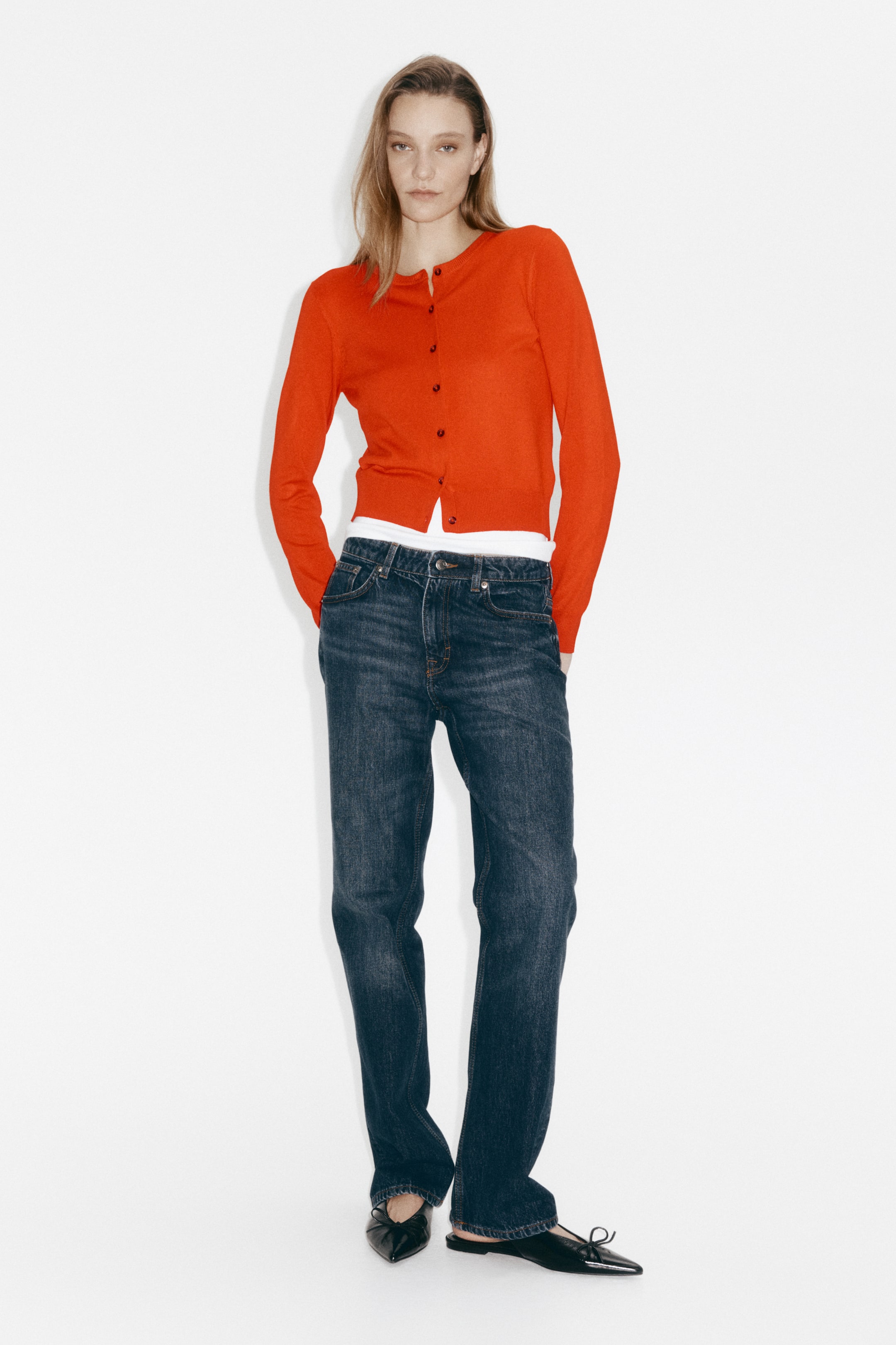 Vezi imaginea mai mare: Cardigan tricotat fin - Portocaliu-aprins - FEMEI | H&M RO 2