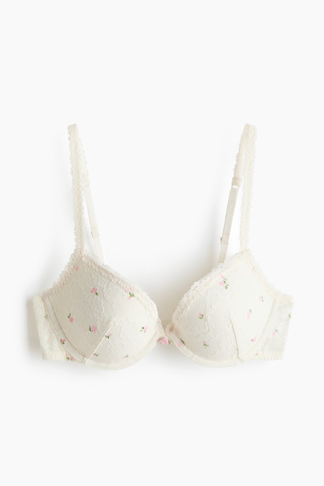Lace Push-Up Bra - White/floral - 1