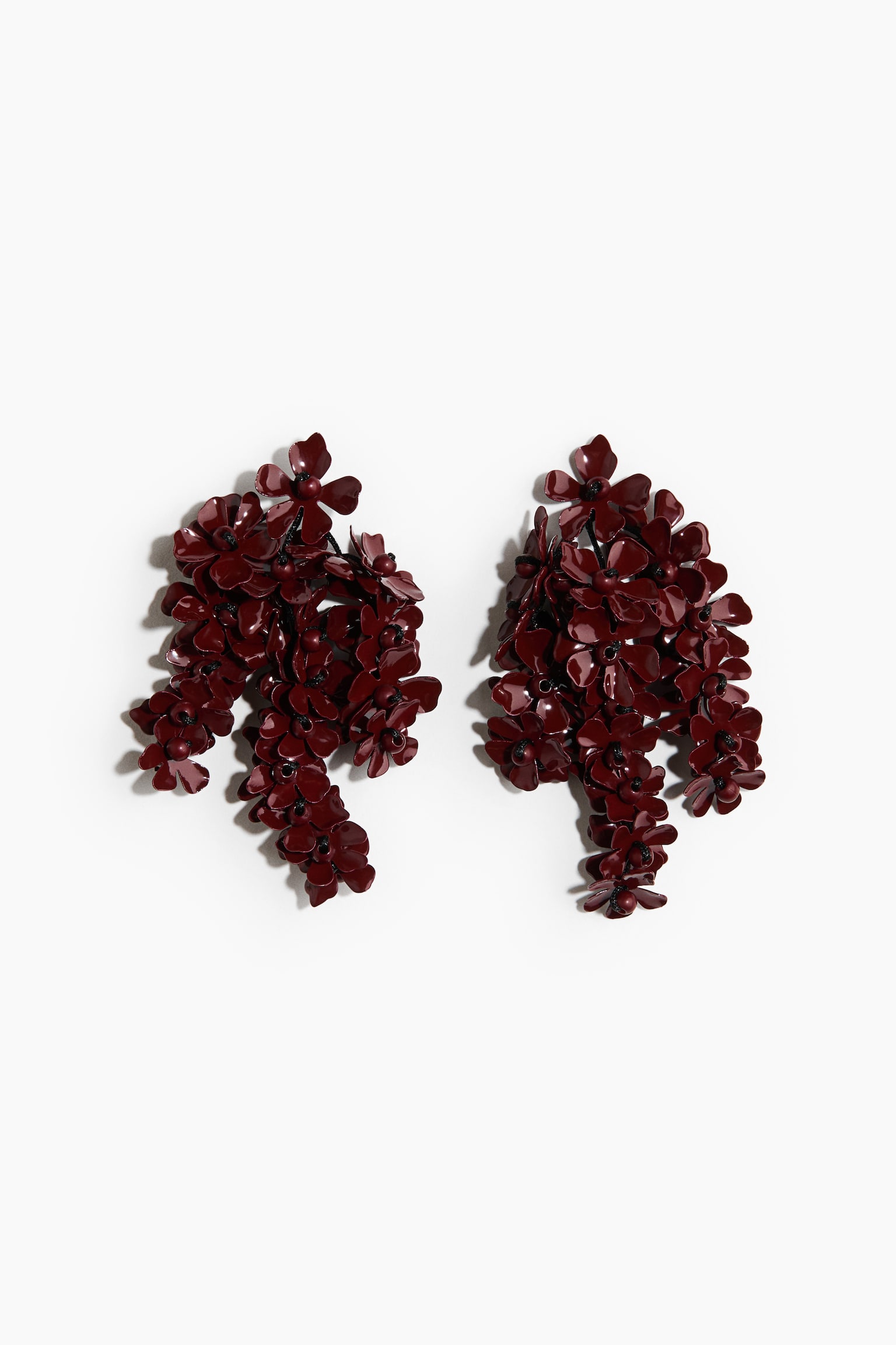 Boucles d'oreilles avec grappes fleuries - Rouge foncé - 1