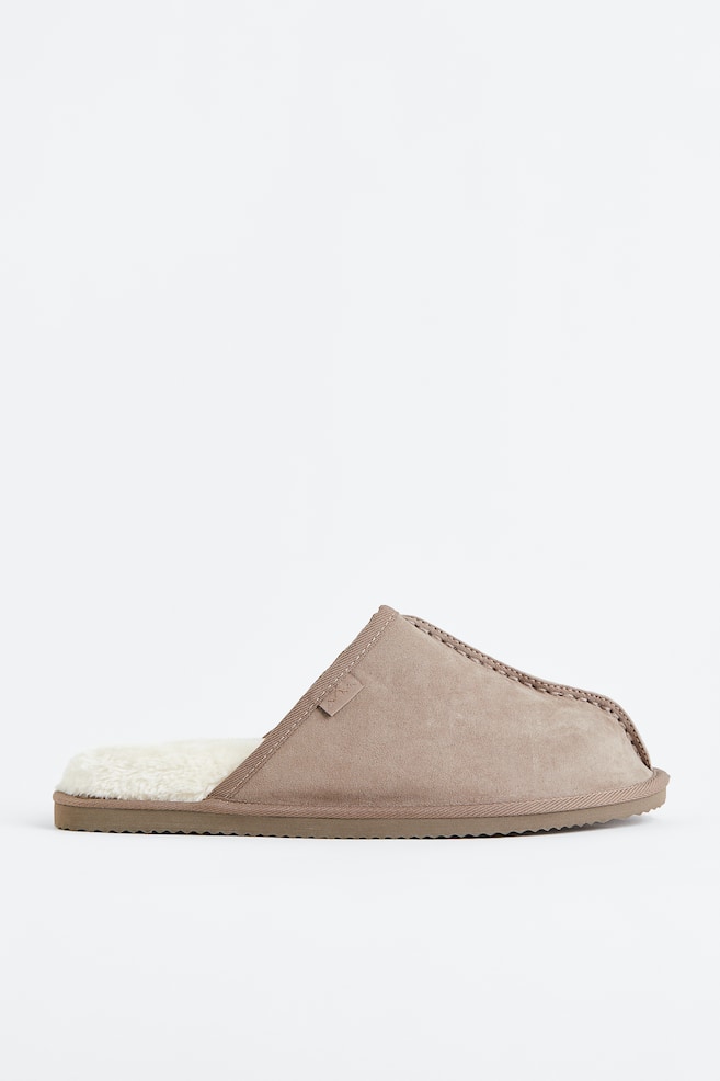Pile-lined slippers - Greige/Dark grey/Brown/Black - 1