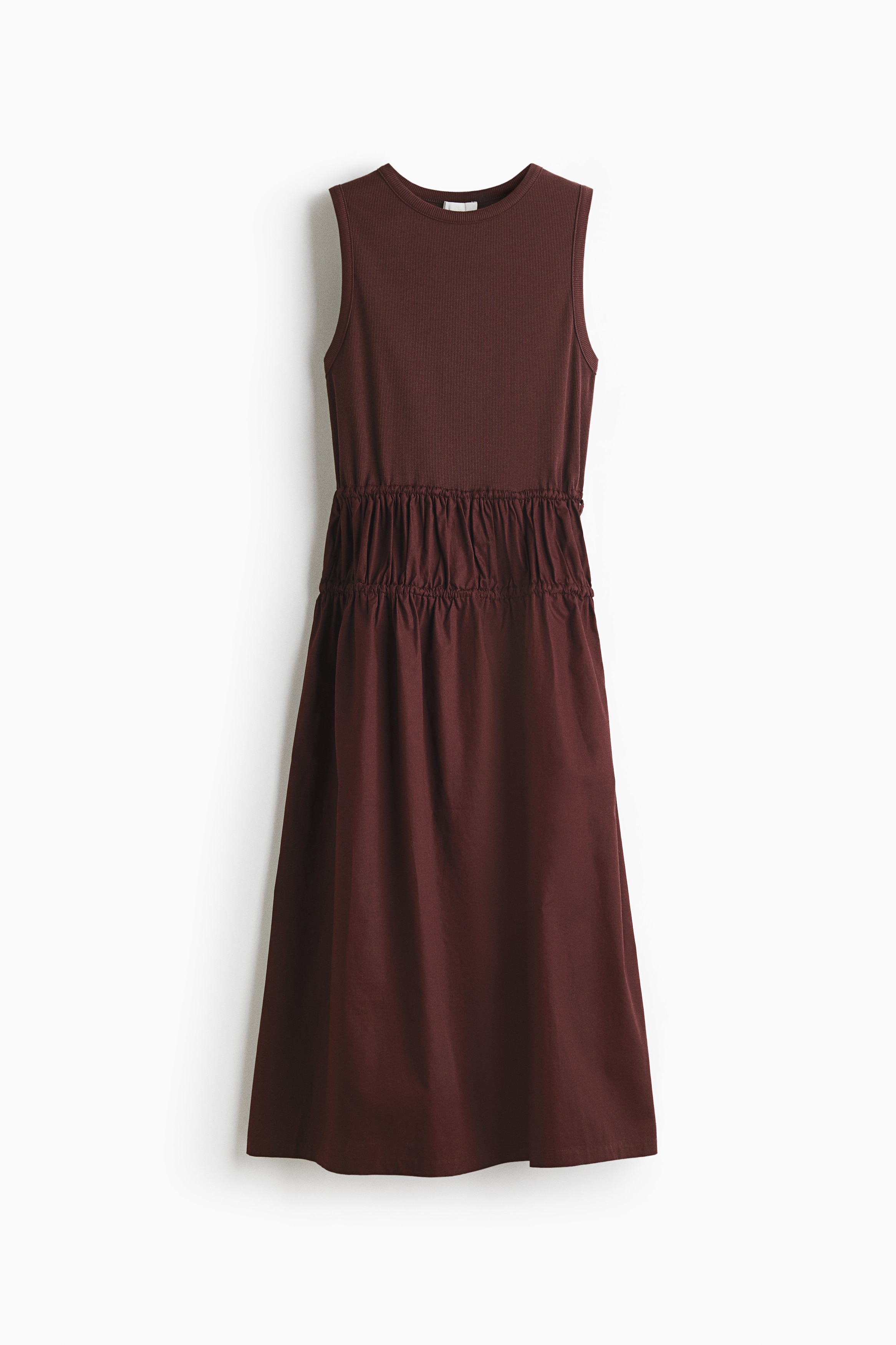 Drawstring-detail midi dress - ダークブラウン/ブラック