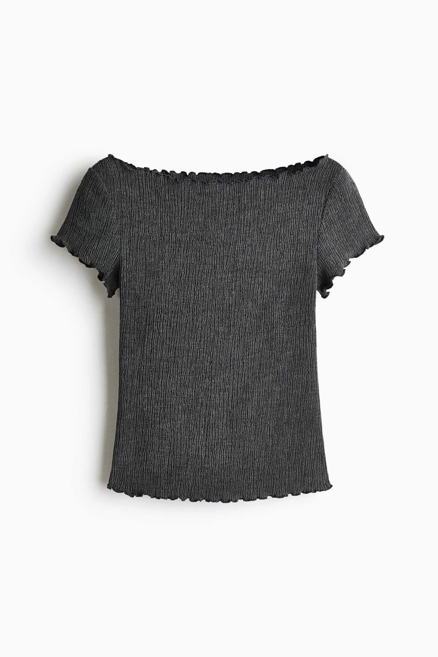Top efecto arrugado con escote barco - Gris oscuro/Turquesa oscuro - 1