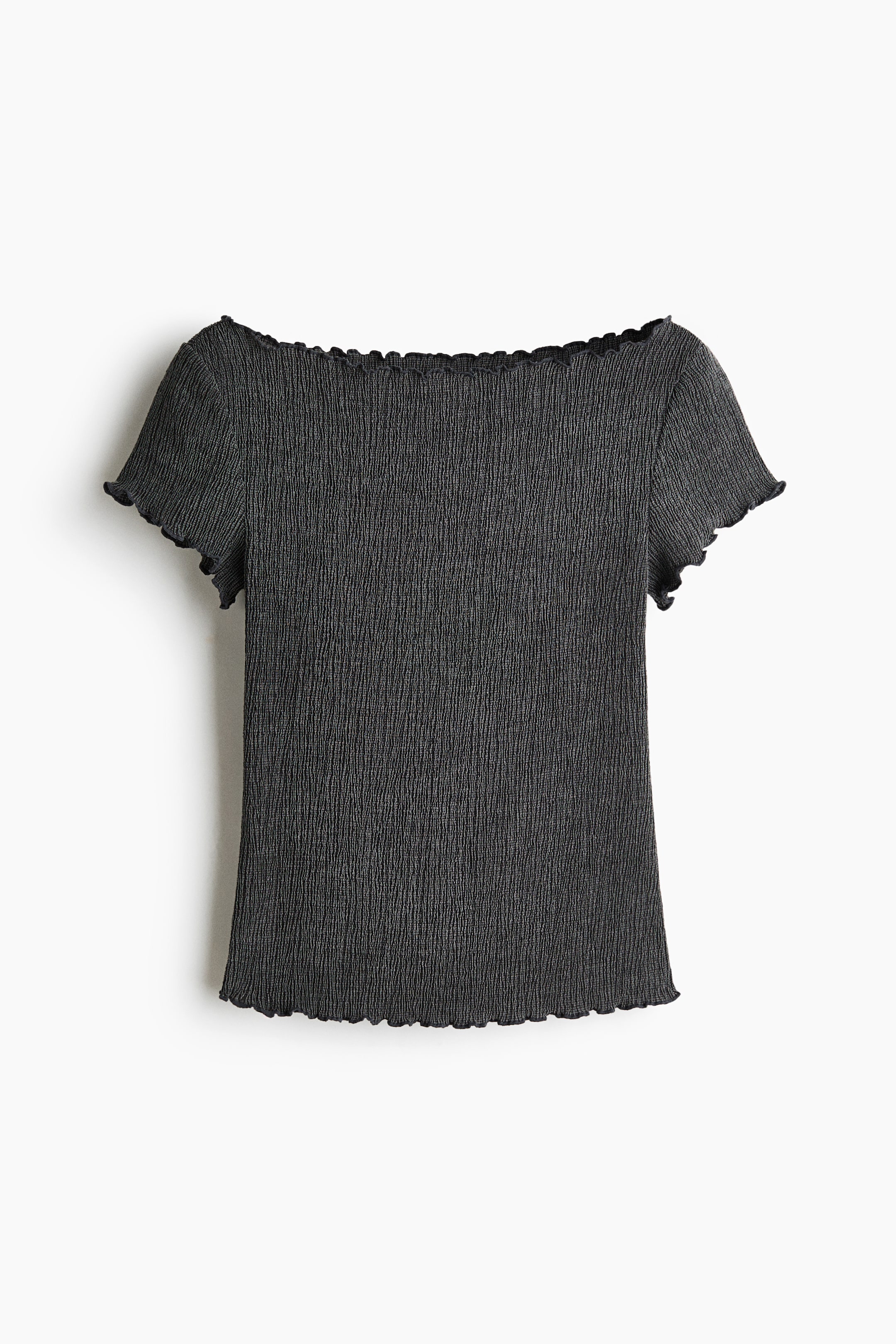 Crinkled Boat-Neck Top