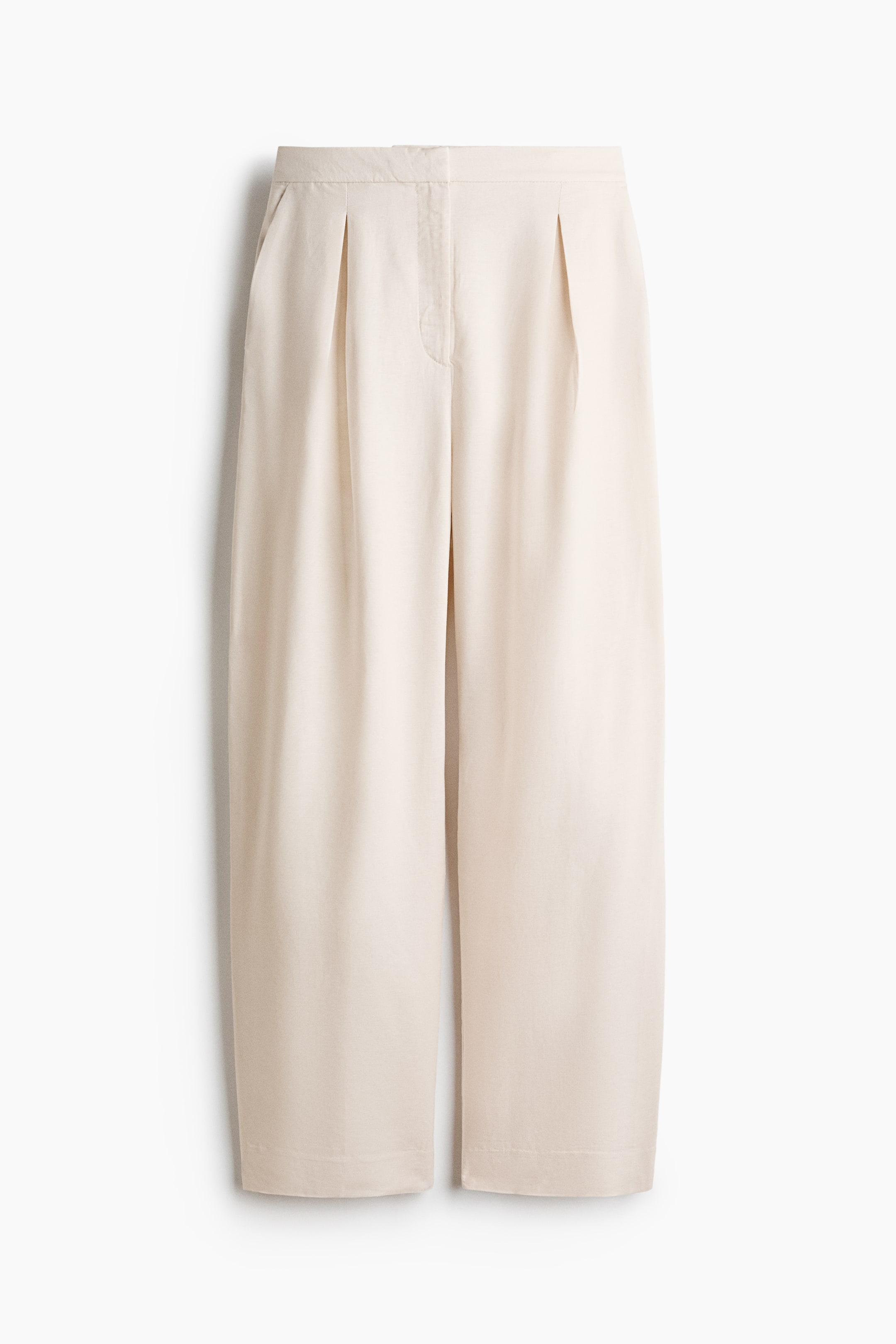 Linen-Blend Barrel-Leg Pants