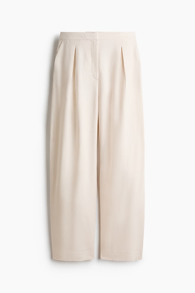 Linen-blend barrel trousers - Cream/Brown/Khaki green - 1