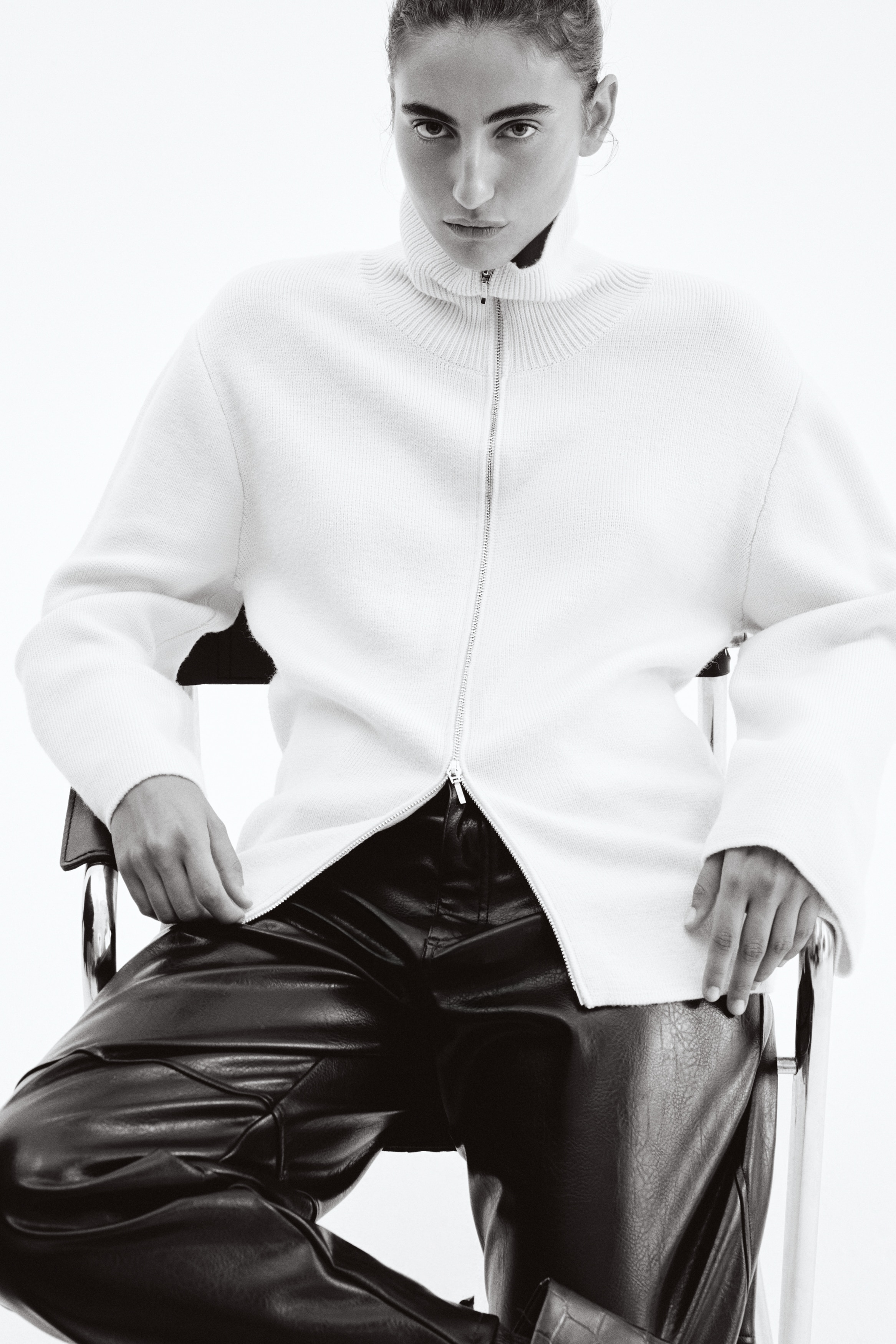 Wool zip-through cardigan - Light beige - Ladies | H&M