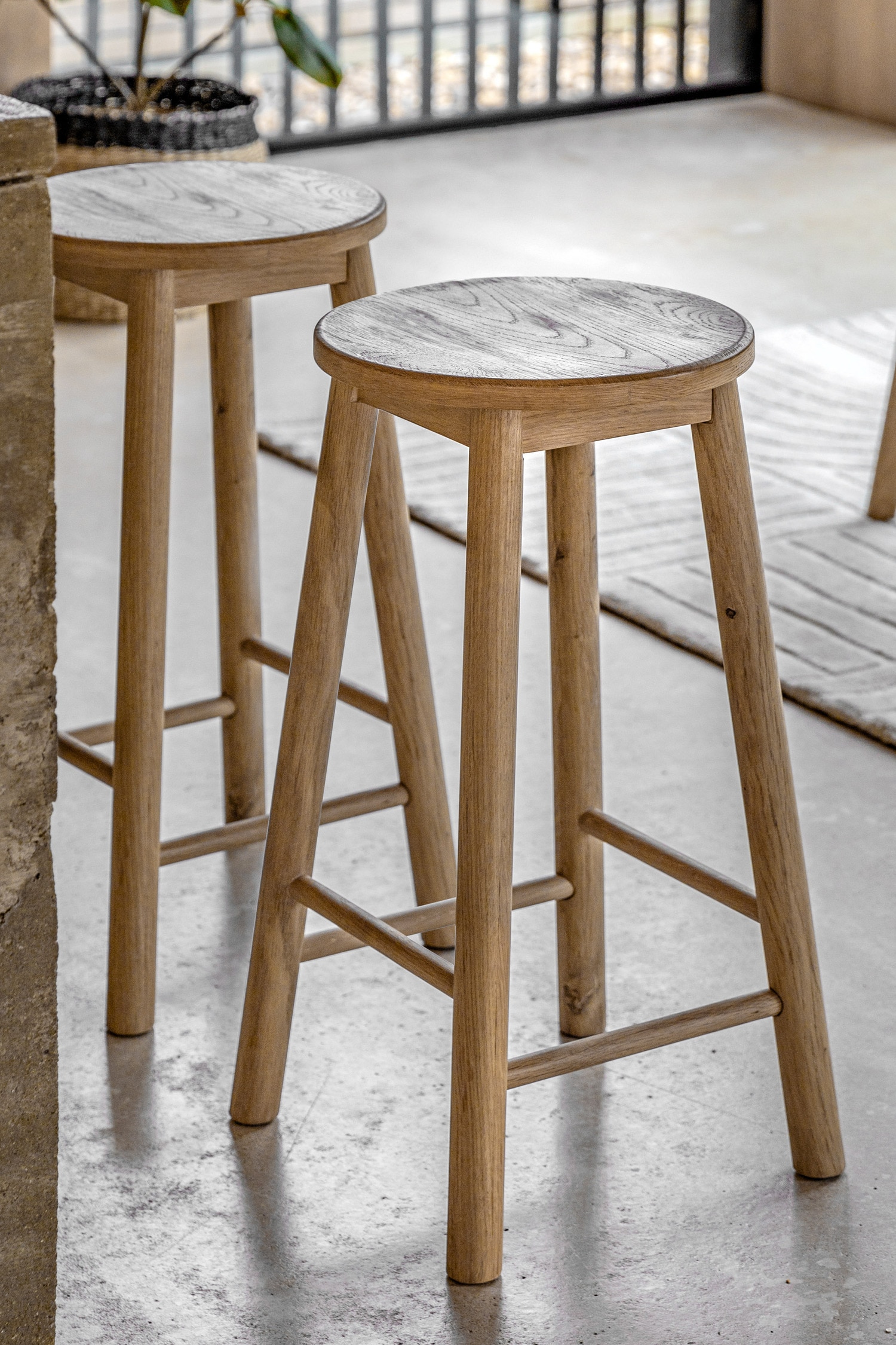 Wooden Stool - Natural/Dark Wood