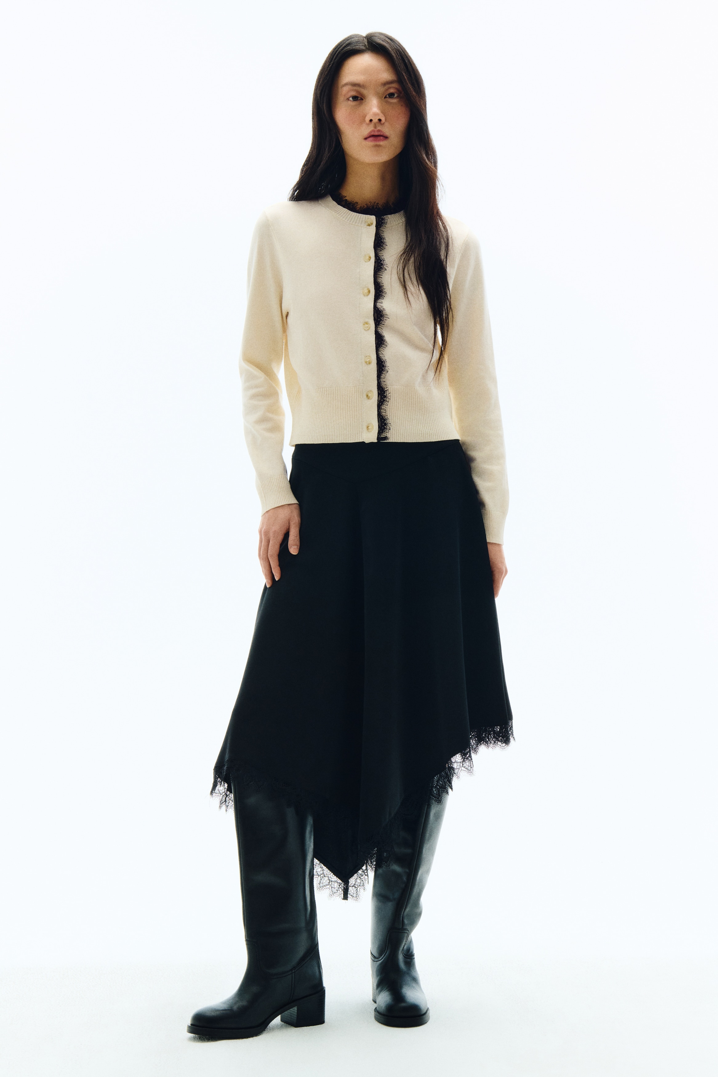 レースカーディガン　未使用タグ付き　エルメスハンドクリームと2点 レーストリムカーディガン - クリーム - レディース | H&M JP