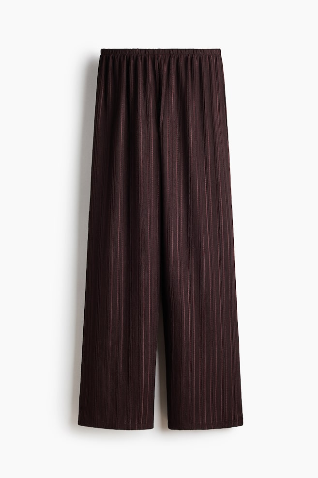 Crinkled pull-on trousers - Dark brown/Black/Cream - 1