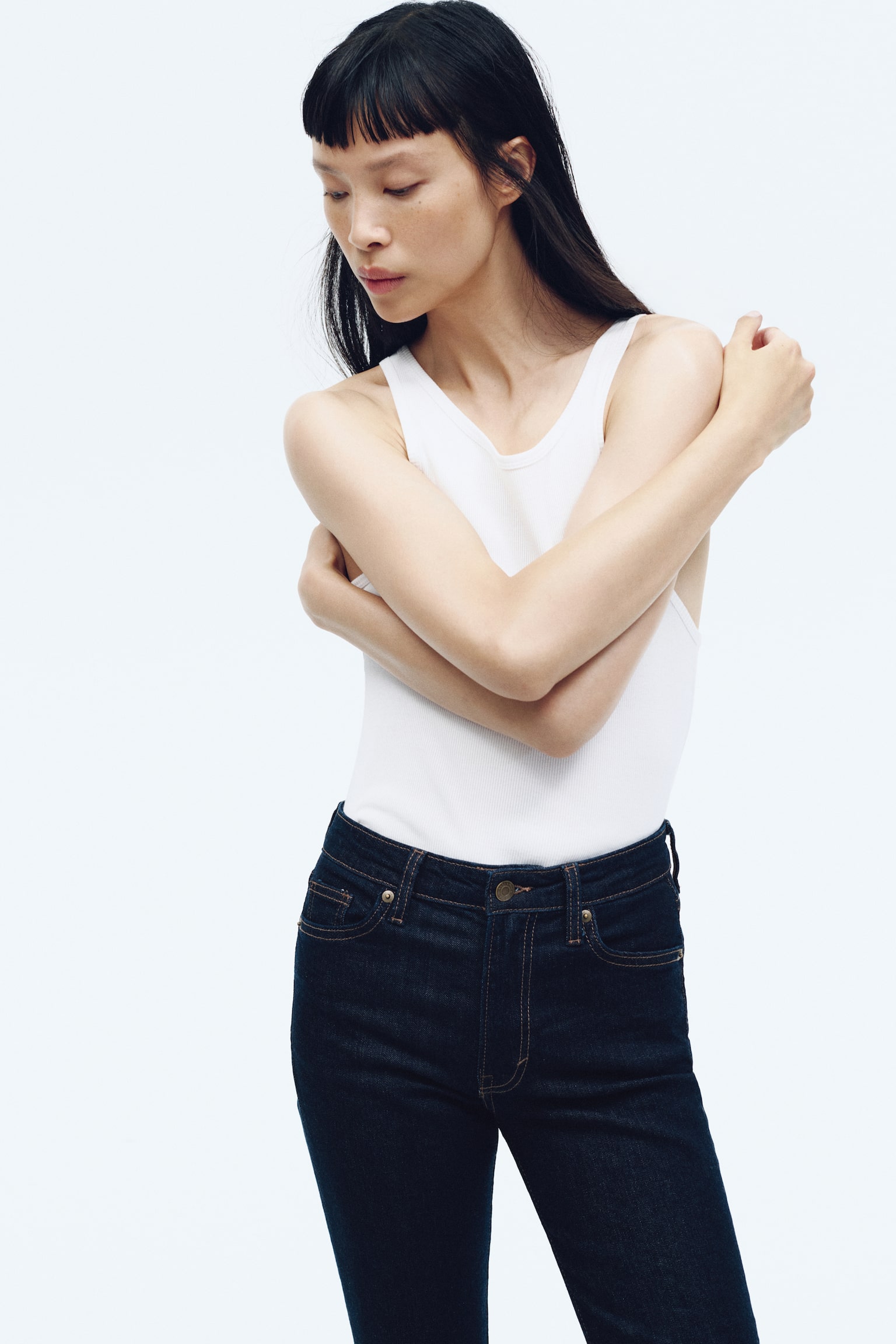 Flared High Jeans - Dark denim blue/White/Denim blue/Denim blue/Denim blue/Dark grey - 7