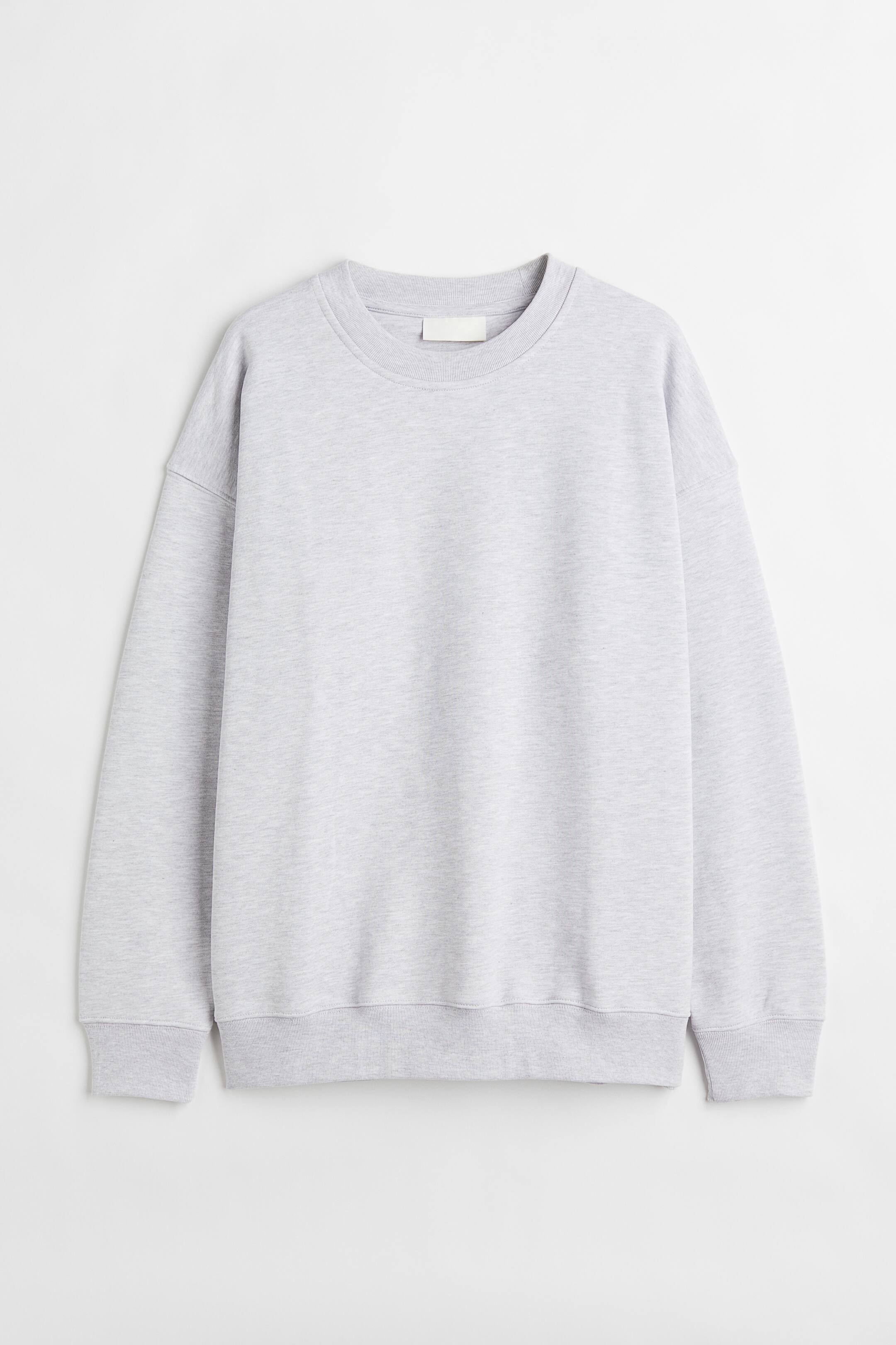 View larger image: Oversized Fit Cotton sweatshirt - Light grey marl - Men | H&M 1