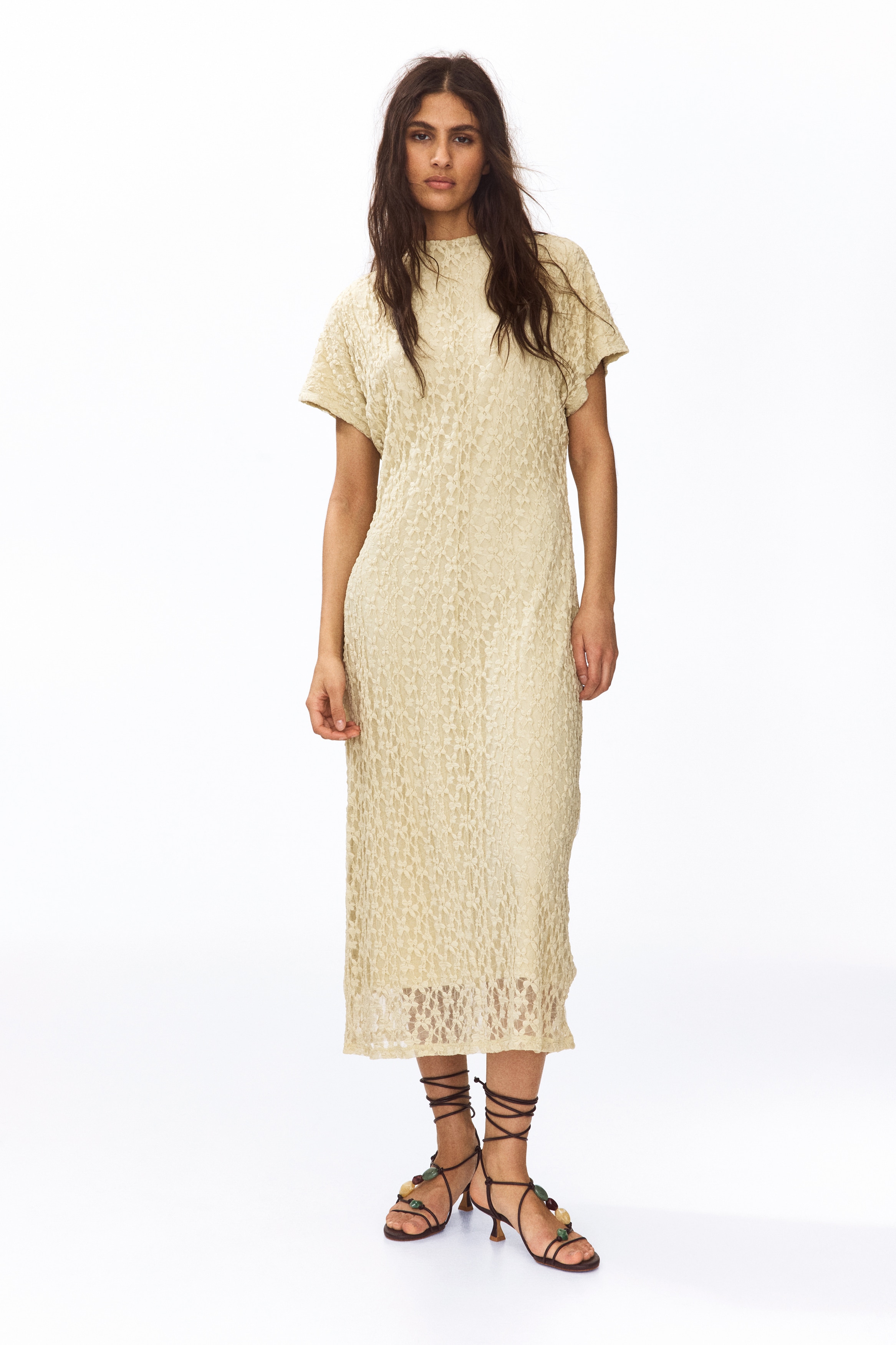 Women's Dusty yellow Lace-Look Dress | H&M US Women's Dusty yellow Lace-Look Dress | H&M US