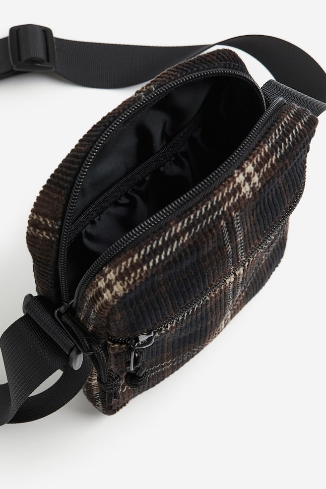 Small corduroy shoulder bag - Dark brown/Checked - 5