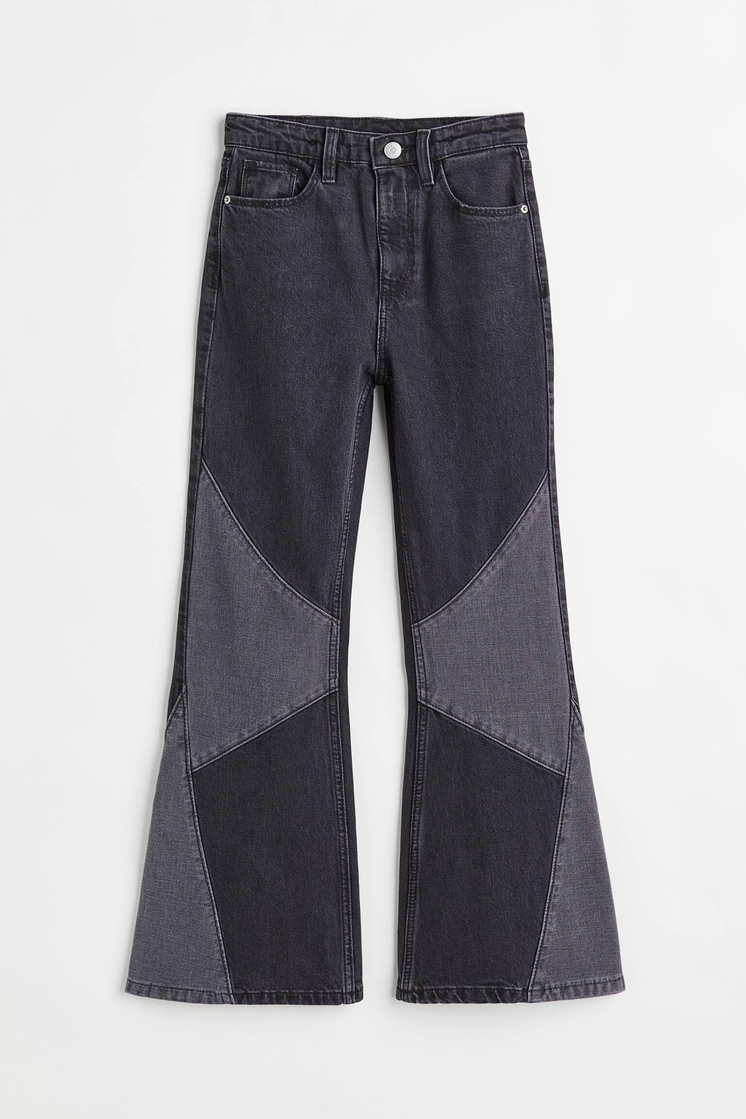 Flare Fit High Jeans co giãn thoải mái - Màu đen/Khối màu - 1