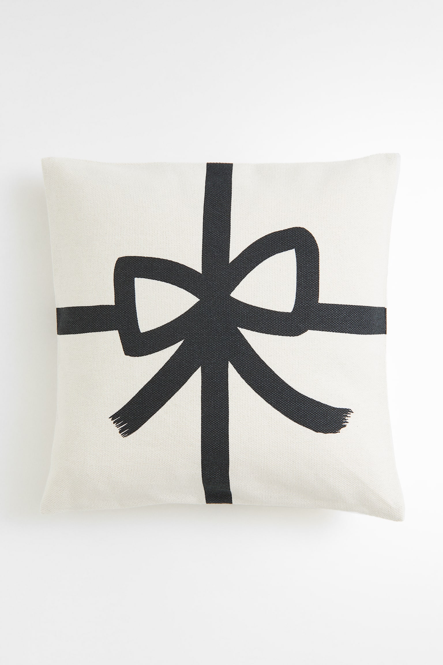 Printed cotton cushion cover - White/Black - 1