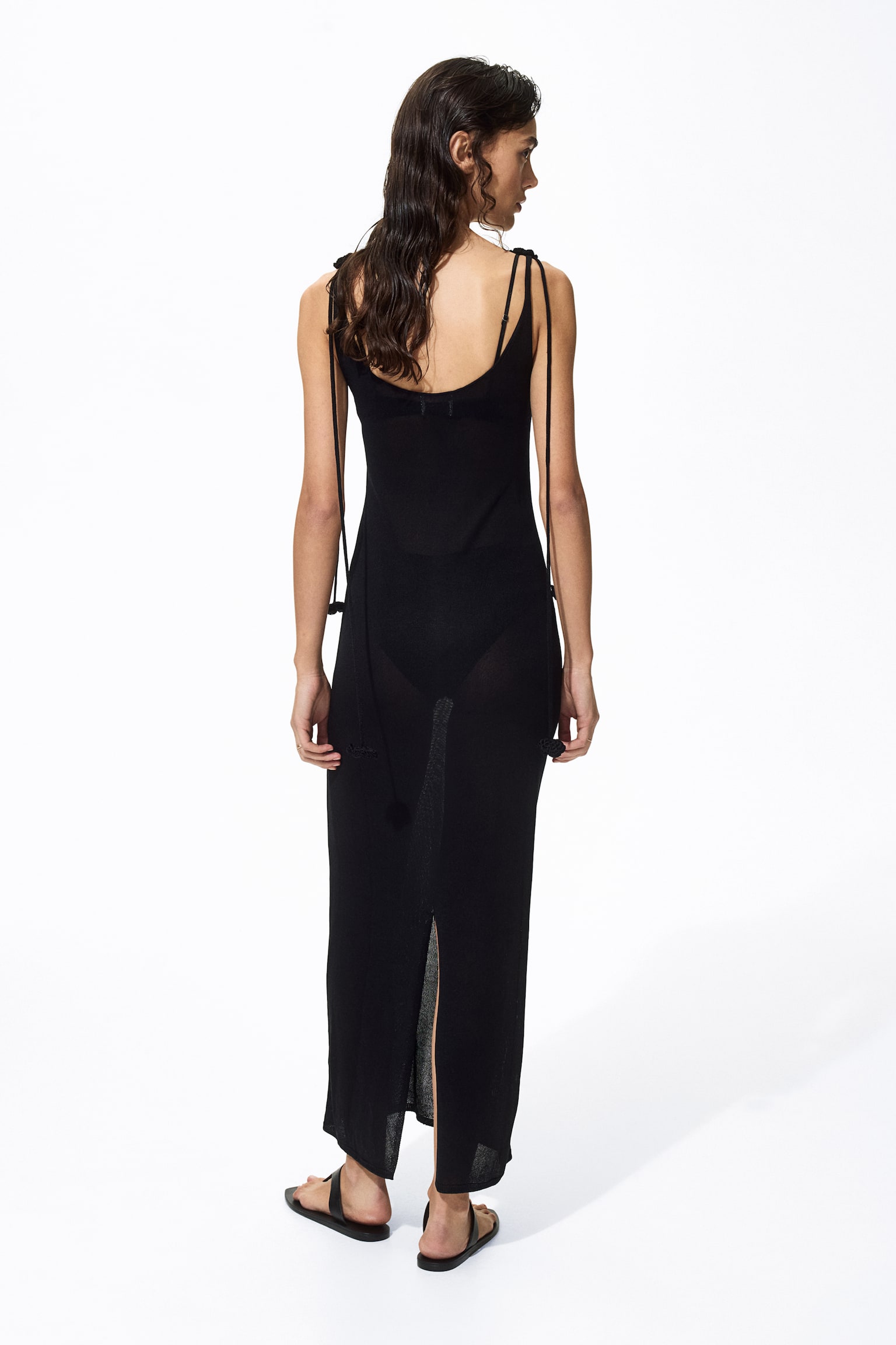 Fine-knit silk-blend dress - Black - 6