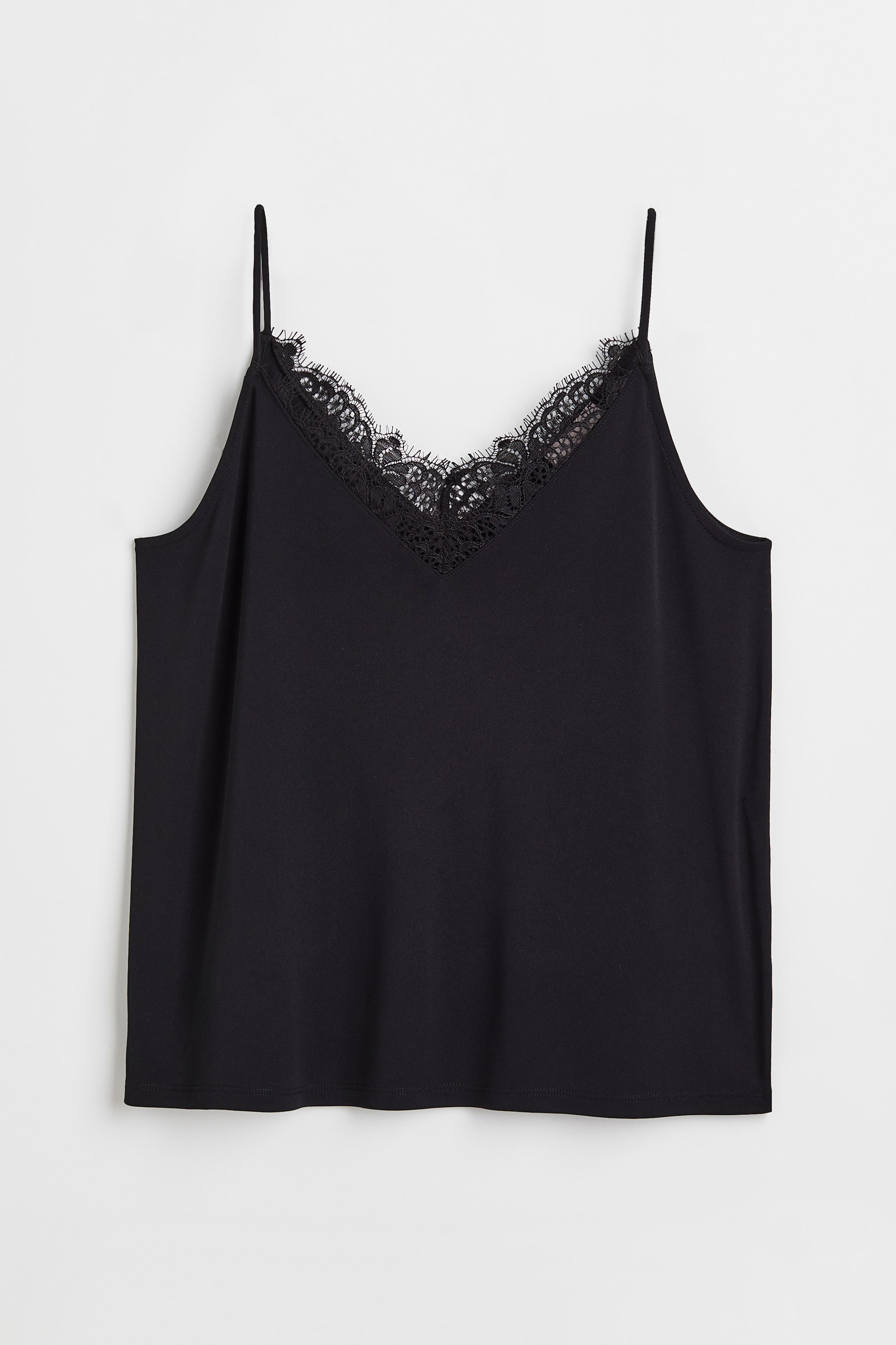 Lace Trimmed Cami Top Black Ladies Handm Gb